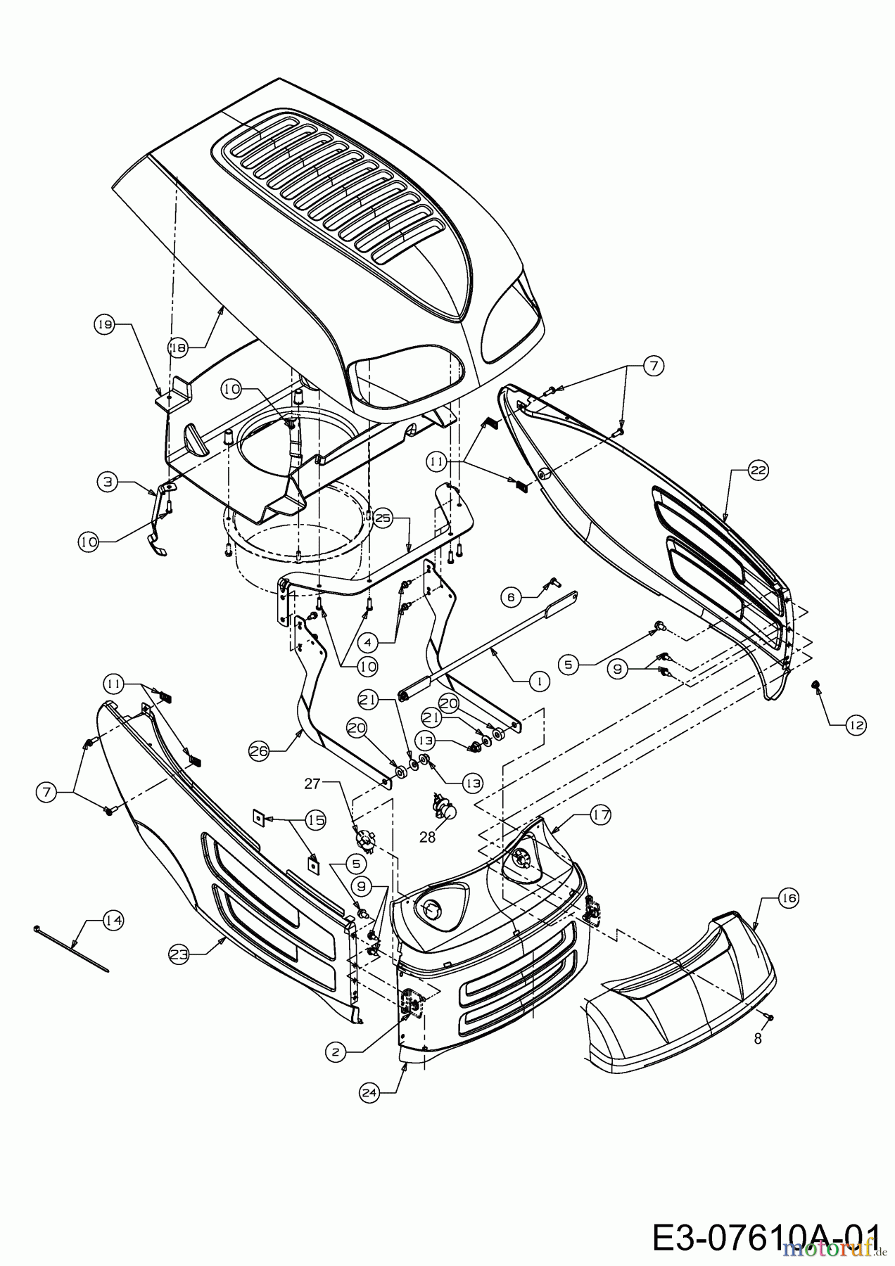 Black Edition Rasentraktoren 272-105 TwinH 13AU997N615 (2013) Motorhaube 7-Style