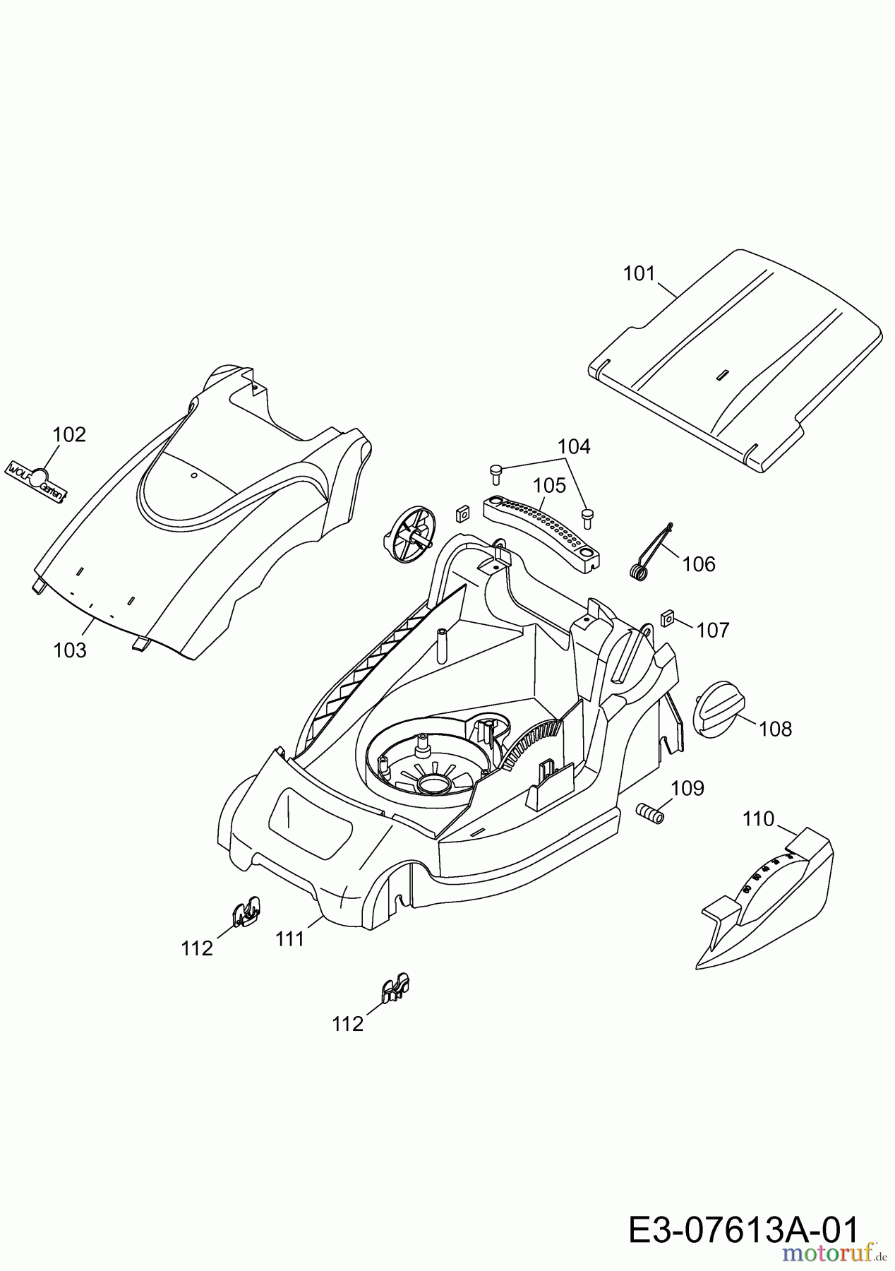  Wolf-Garten Elektromäher Power 1500 4927008  (2012) Mähwerksgehäuse