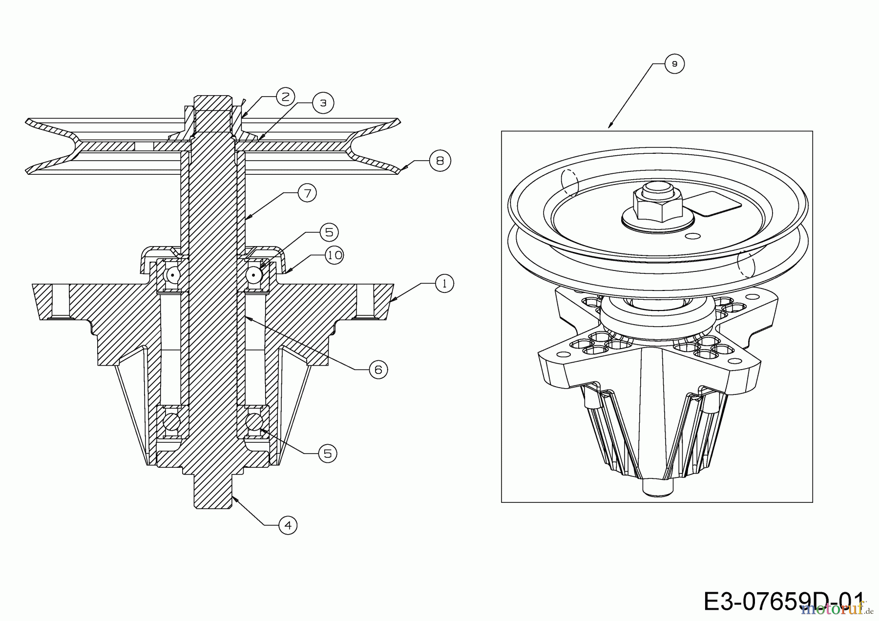MTD Rasentraktoren Minirider 76 SDE 13B226JD600 (2015) Messerspindel 618-04822B