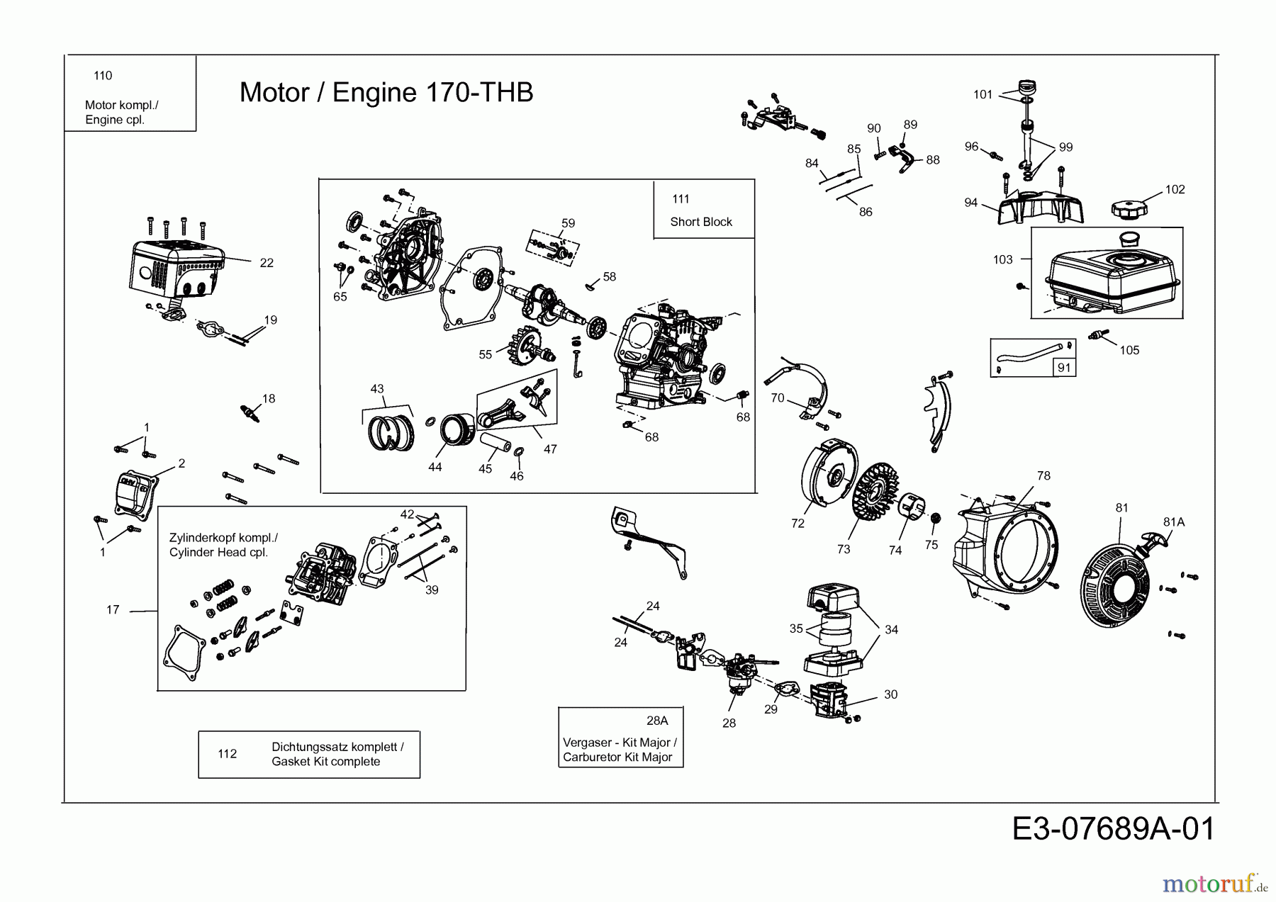 MTD-Motoren MTD horizontal 170-THB 752Z170-THB (2012) Motor