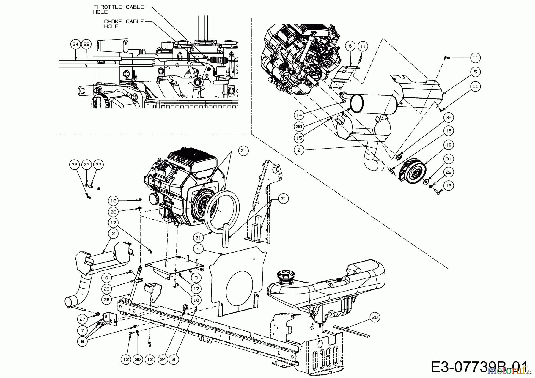 Cub Cadet Gartentraktoren GTX 2100 14A-3GE-603 (2013) Chokezug, Elektromagnetkupplung, Gaszug, Motorzubehör