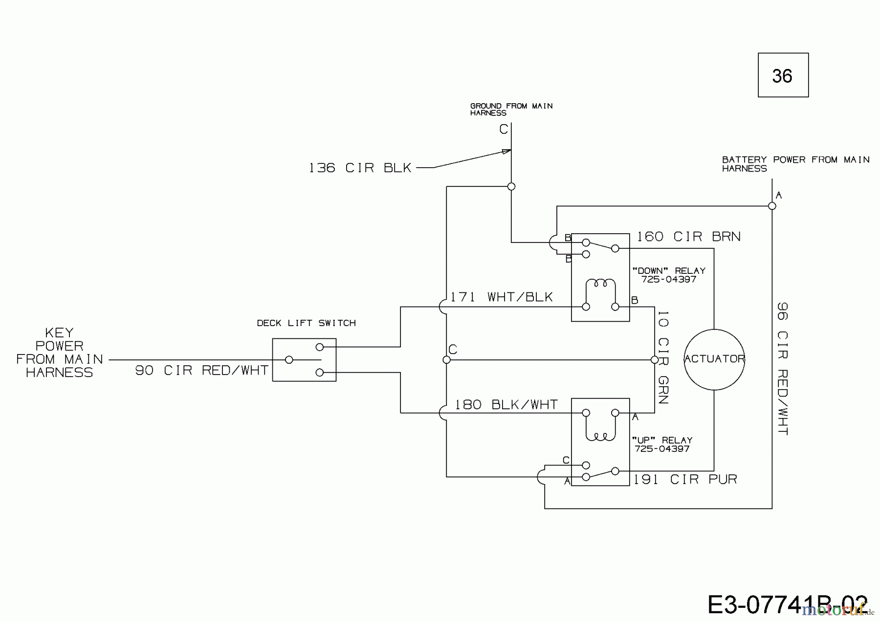 Cub Cadet Gartentraktoren GTX 2100 14A-3GE-603 (2013) Schaltplan Mähwerksaushebung