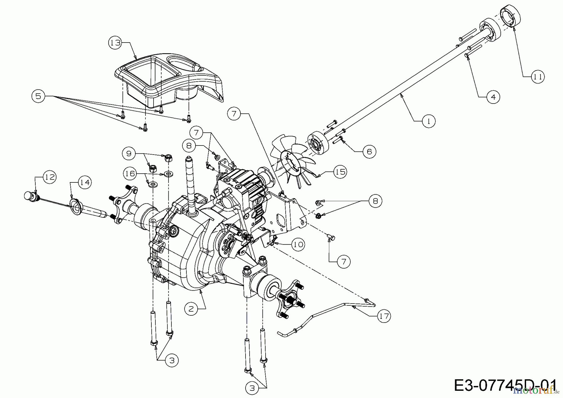 Cub Cadet Gartentraktoren GTX 2100 14A-3GE-603 (2016) Hinterachse, Kardanwelle