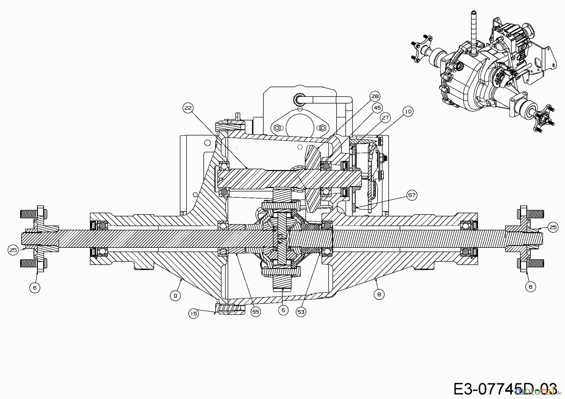Cub Cadet Gartentraktoren GTX 2100 14A-3GE-603 (2016) Achstrichter, Bremse, Differential, Radnaben