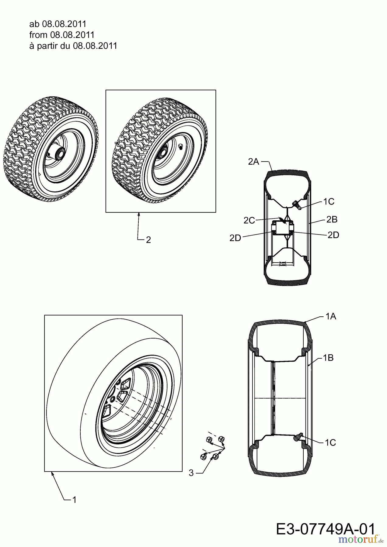  Cub Cadet Gartentraktoren GTX 2100 14A-3GE-603  (2013) Räder 16x6.50-8; 23x10.5x12 ab 08.08.2011