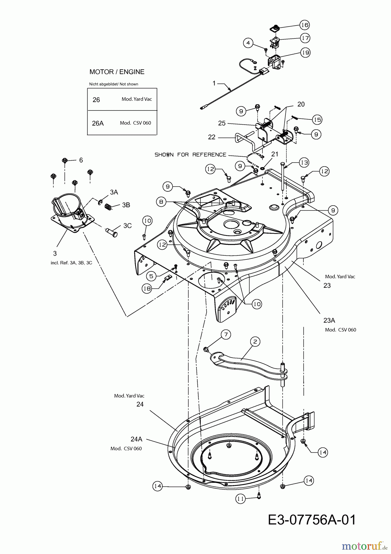 Cub Cadet Laubsauger mit Häckselfunktion CSV 060 24A-06MM603 (2013) Gehäuse, Motor
