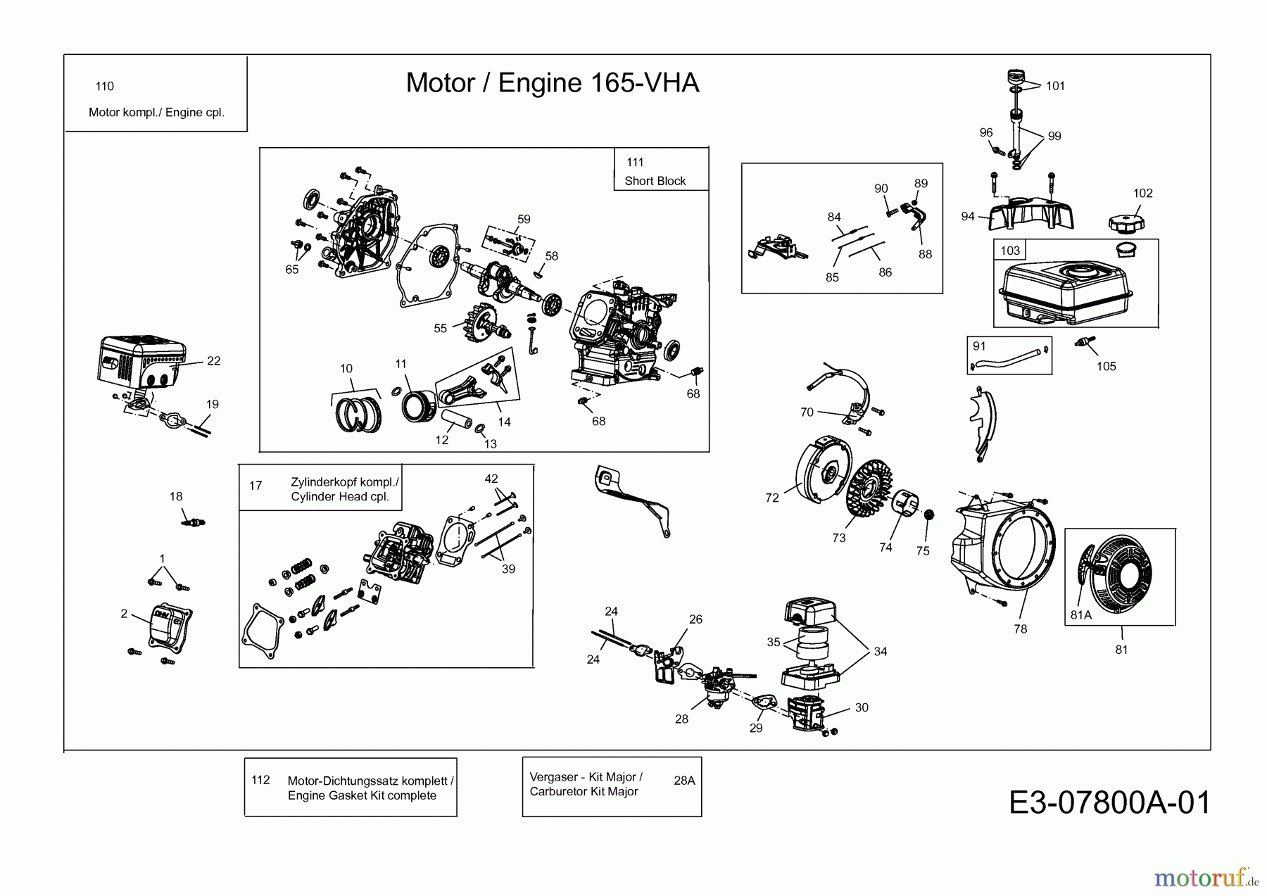 MTD-Motoren Horizontal 165-VHA 752Z165-VHA (2010) Motor