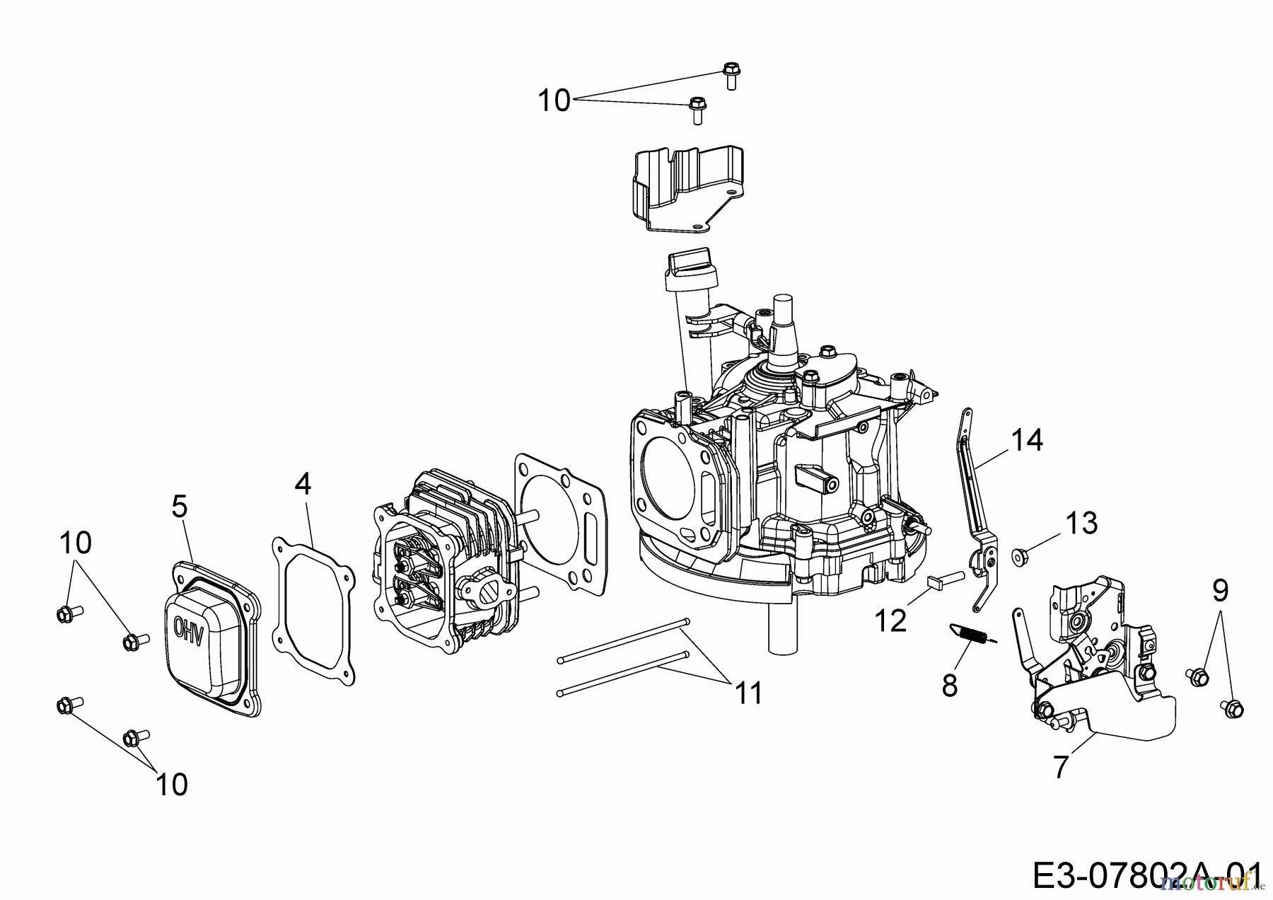 MTD-Motoren Vertikal 1P65WHC 752Z1P65WHC (2014) Reglerhebel, Ventildeckel
