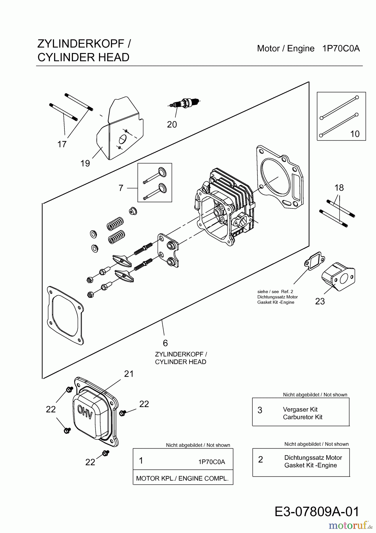  MTD-Motoren MTD vertikal 1 P 70 C 0 A 752Z1P70C0A  (2012) Zylinderkopf