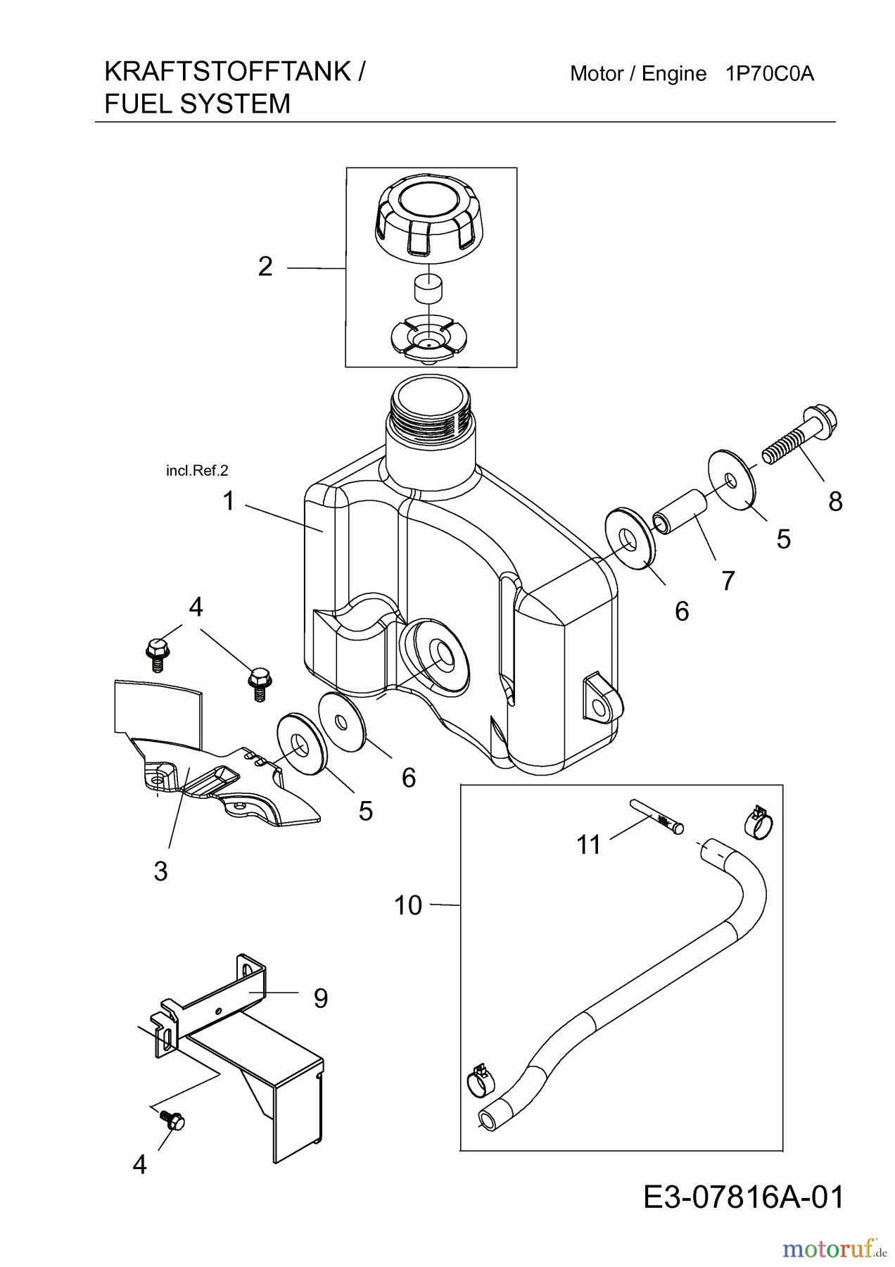  MTD-Motoren Vertikal 1P70C0A 752Z1P70C0A  (2012) Tank