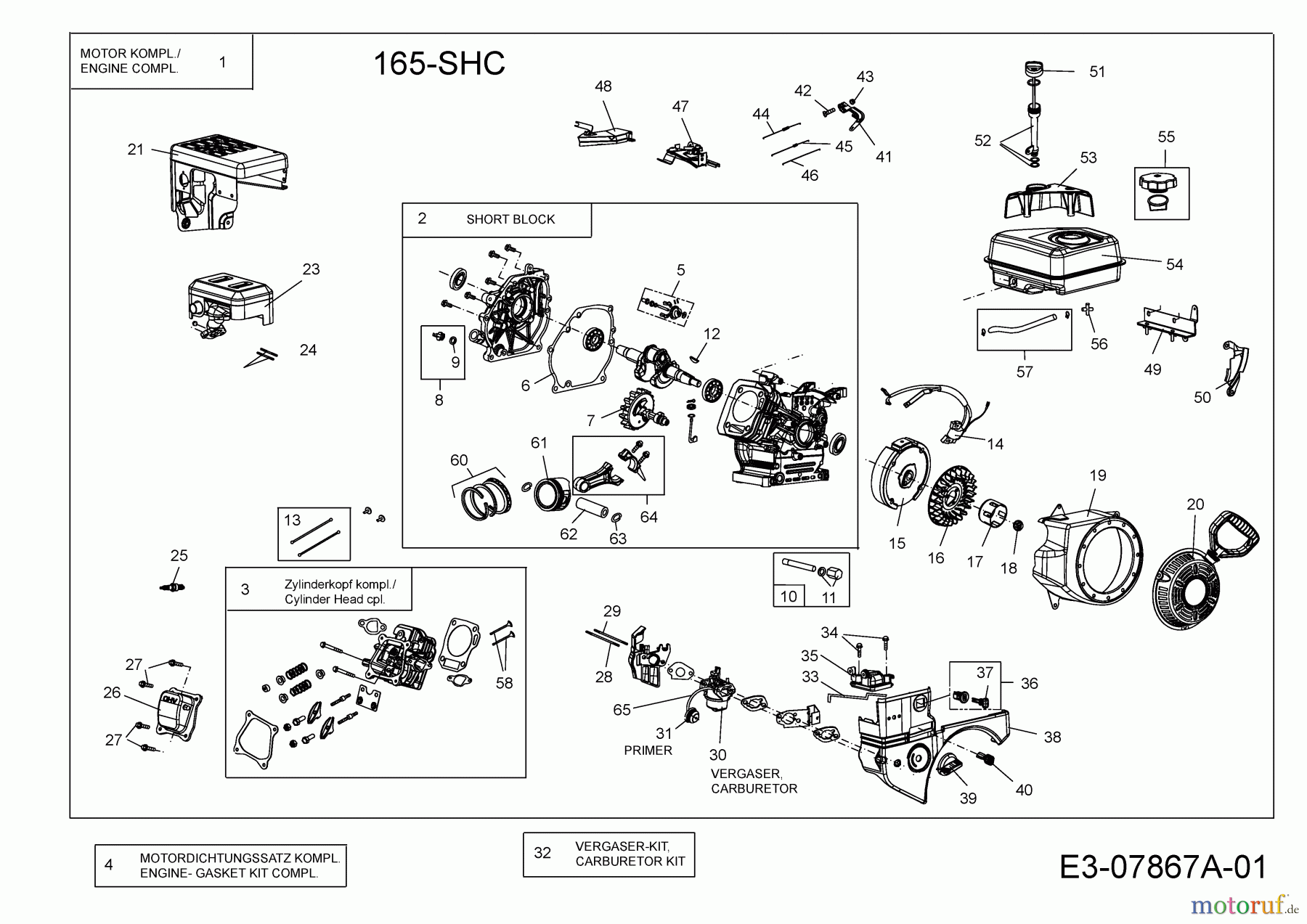 MTD-Motoren MTD horizontal 165-SHC 752Z165-SHC (2013) Motor