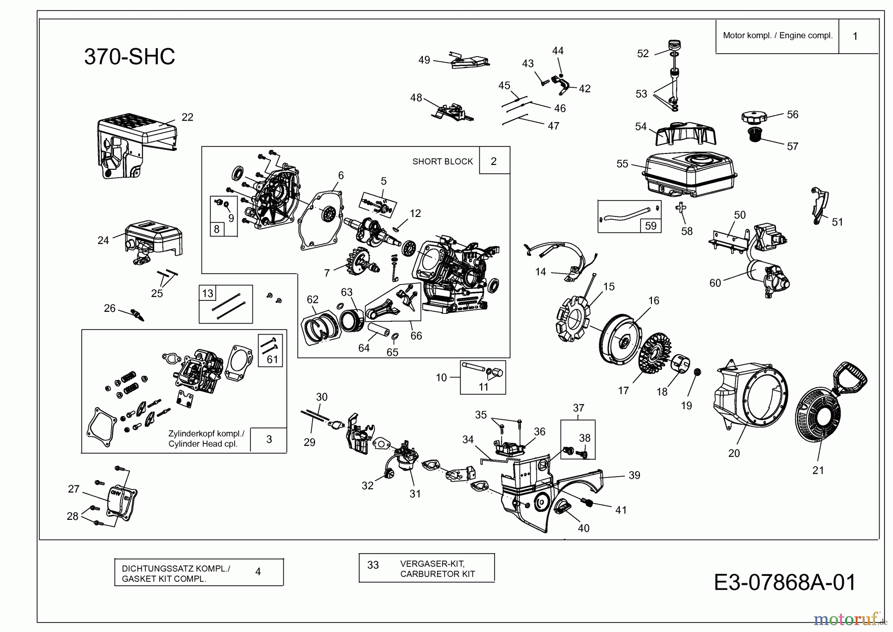 MTD-Motoren MTD horizontal 370-SHC 752Z370-SHC (2013) Motor
