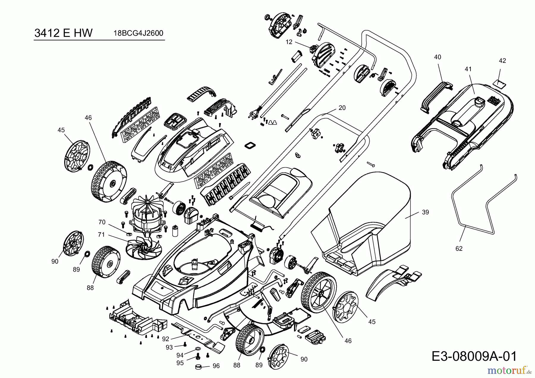 MTD Elektromäher 3412 EHW 18BCG4J2600 (2015) Grundgerät