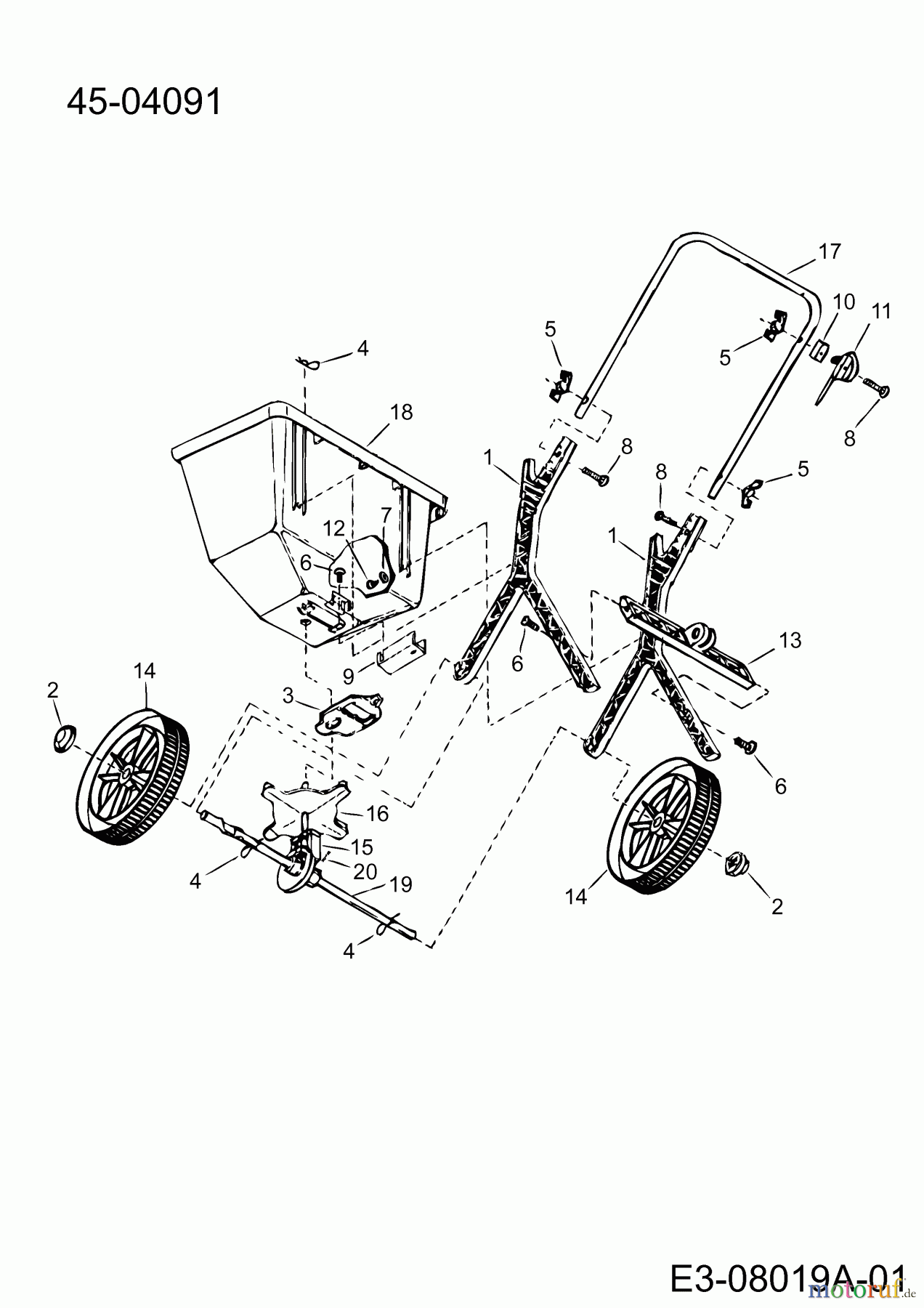 MTD Zubehör Zubehör handgeführte Geräte Streuer 45-04091 (190-701-000) 190-701-000 (2018) Grundgerät