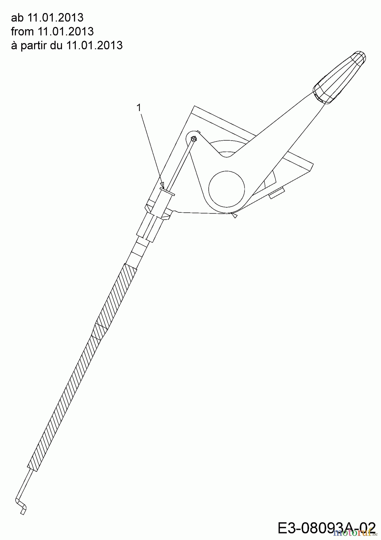  Yard-Man Rasentraktoren 20/105 H 13AT71YN643  (2012) Gaszug ab 11.01.2013