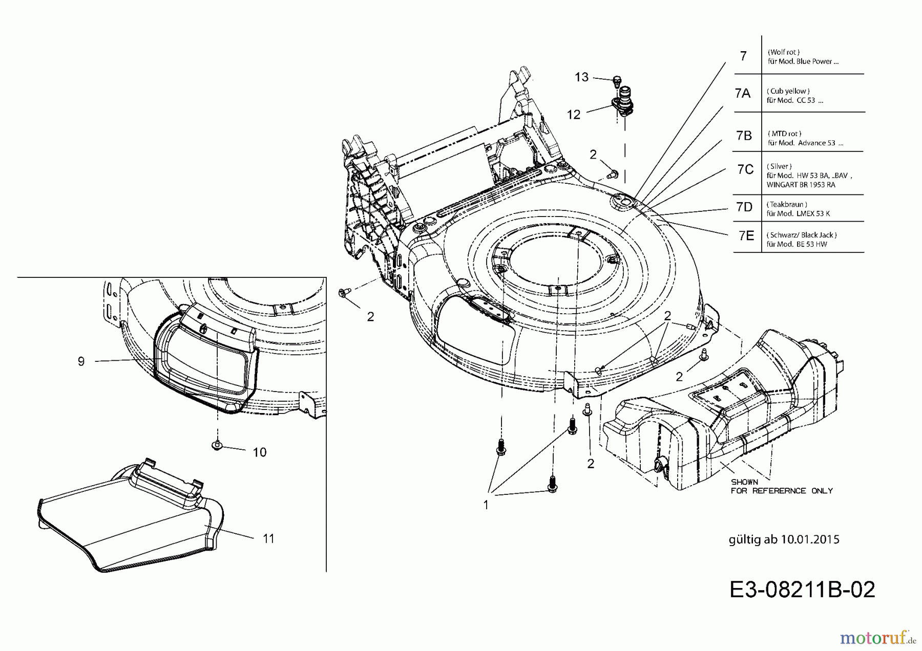  Wolf-Garten Motormäher mit Antrieb WA 53 AHWIS 12A-PV6J650  (2015) Mähwerksgehäuse, ab 10.01.2015