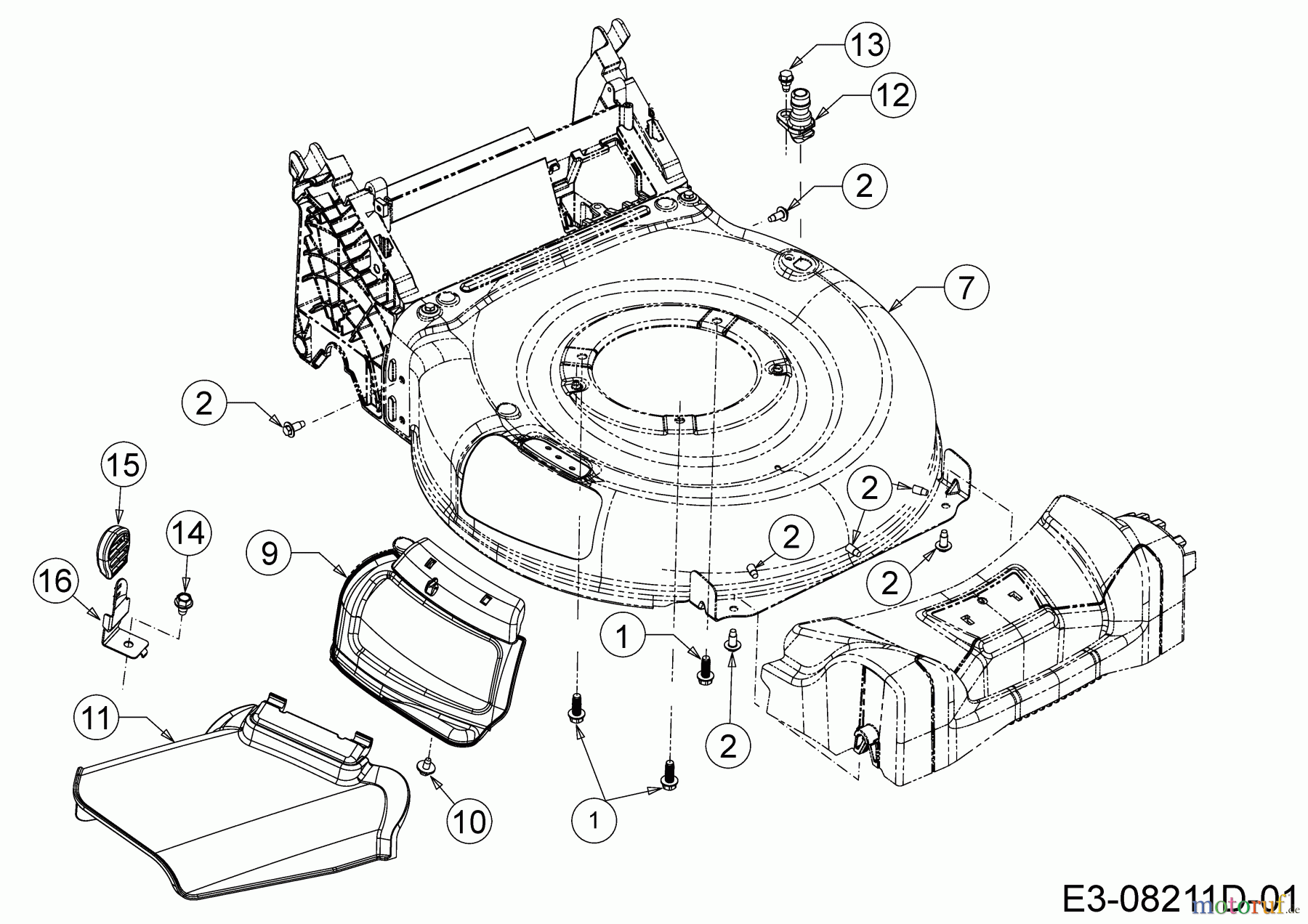  Wolf-Garten Motormäher mit Antrieb A 530 ASPHWIS 12AYPV7E650  (2018) Deflektor, Mähwerksgehäuse, Mulchklappe, Waschdüse