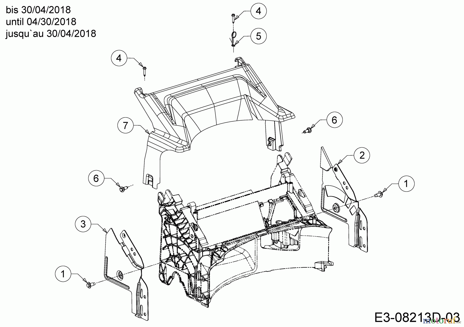 Cub Cadet Motormäher mit Antrieb LM2 DR53S 12BBPQKC603 (2018) Abdeckung hinten, Holmbraketten bis 30/04/2018
