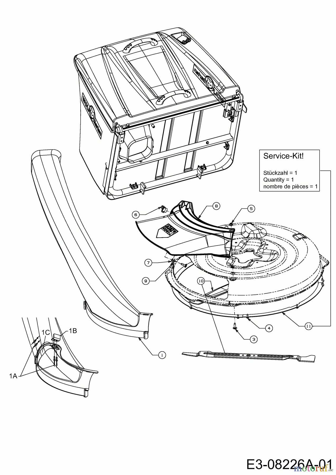 Wolf-Garten Rasentraktoren Scooter Pro 13B226ED650 (2013) Auswurfschacht, Deflektor, Messer