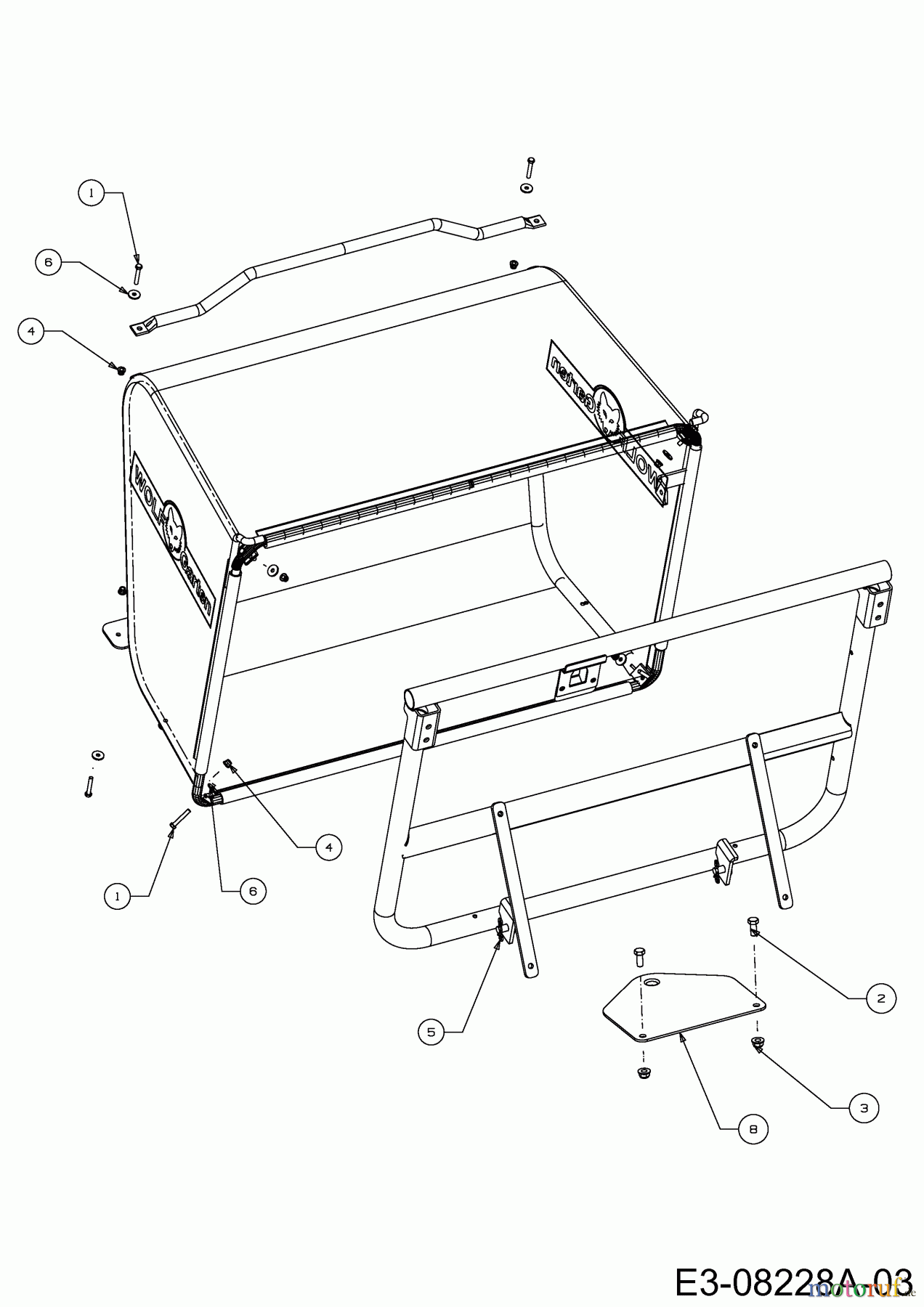 Wolf-Garten Rasentraktoren RDE 60 M 13A326SC650M (2015) Anhängekupplung, Schraubensatz Grasfangsack