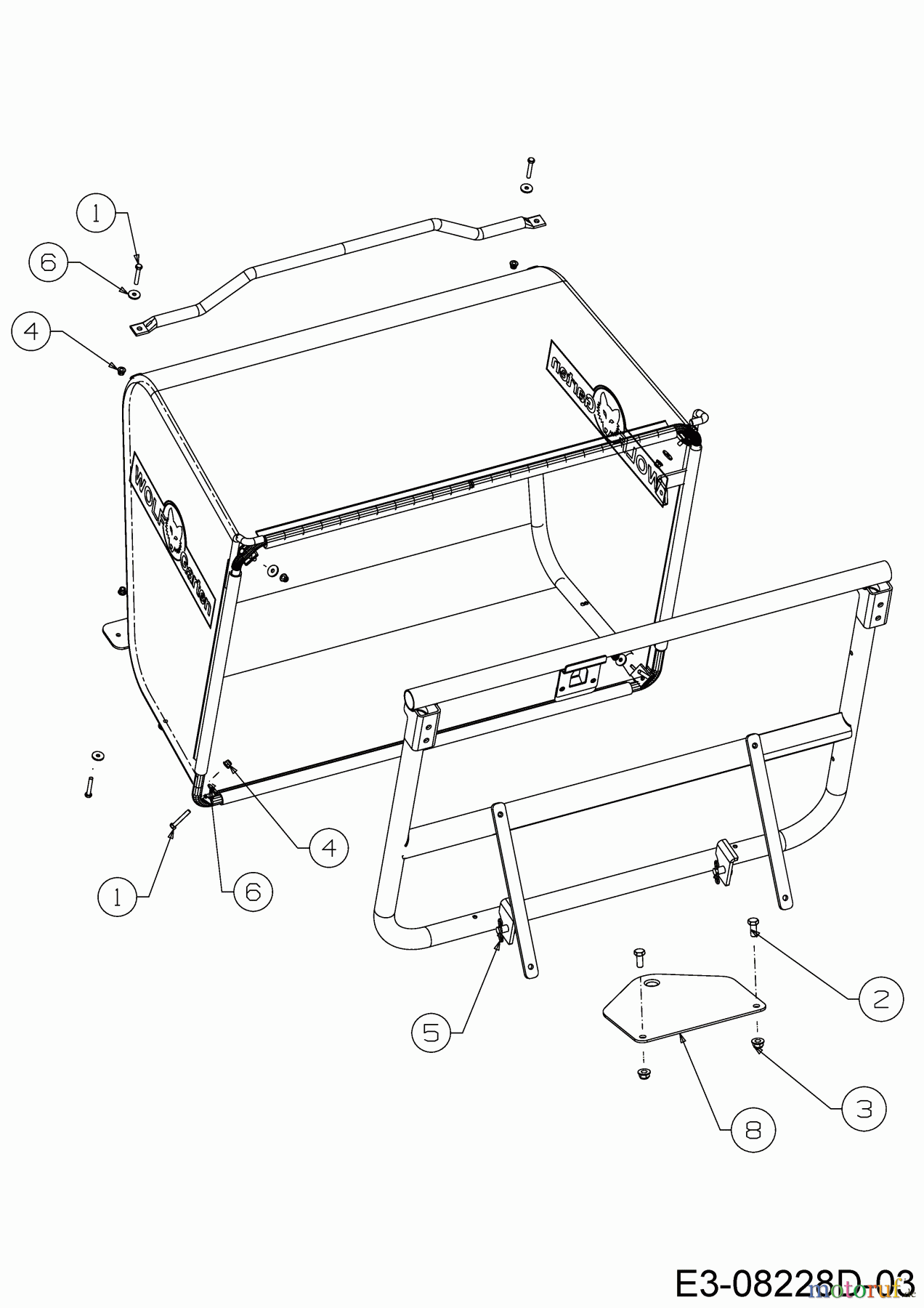Wolf-Garten Rasentraktoren RDE 60 M 13A326SC650F (2016) Anhängekupplung, Schraubensatz Grasfangsack