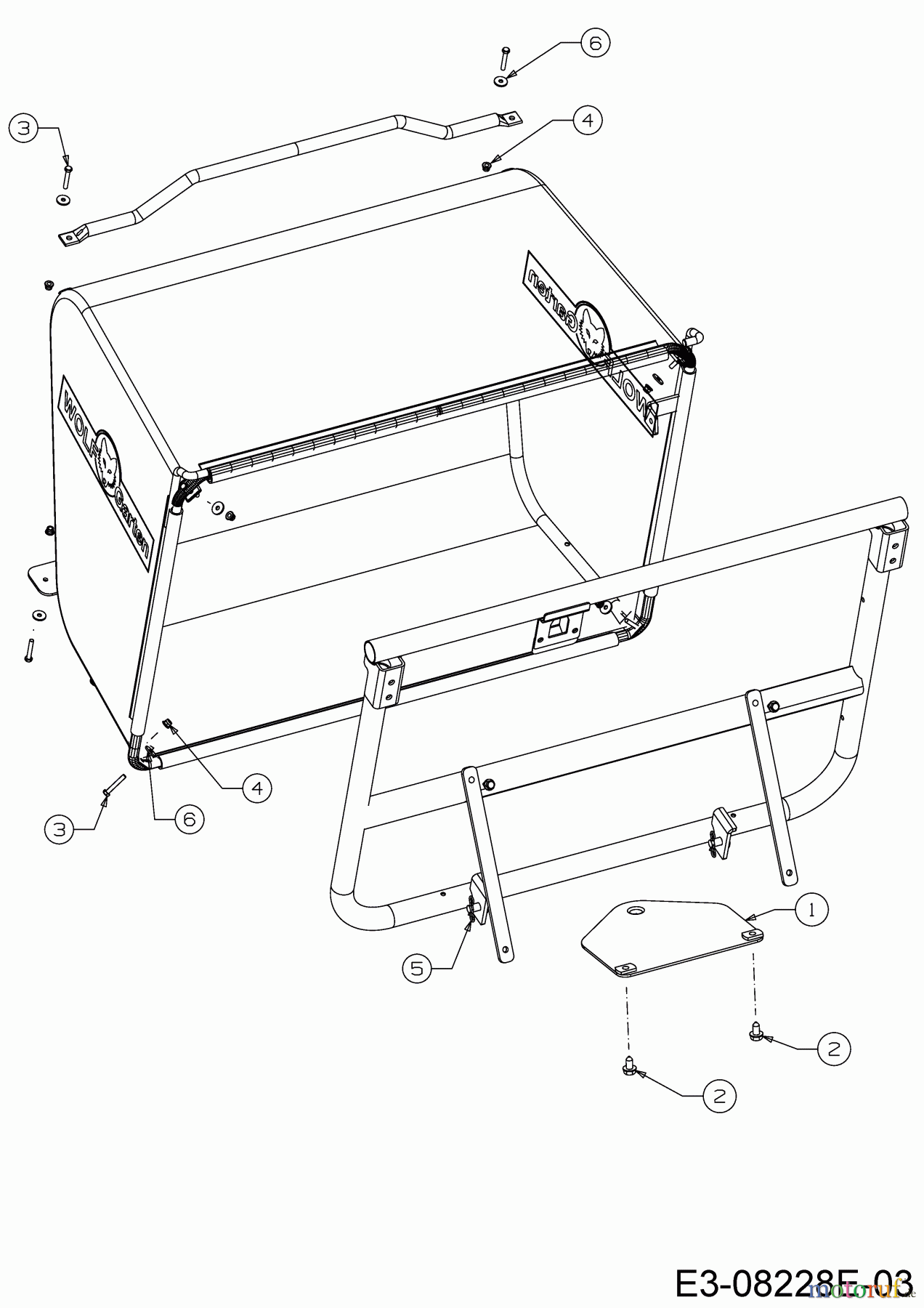 Wolf-Garten Rasentraktoren Scooter MF / RDE 60 M 13B326SC650F (2018) Anhängekupplung, Schraubensatz Grasfangsack