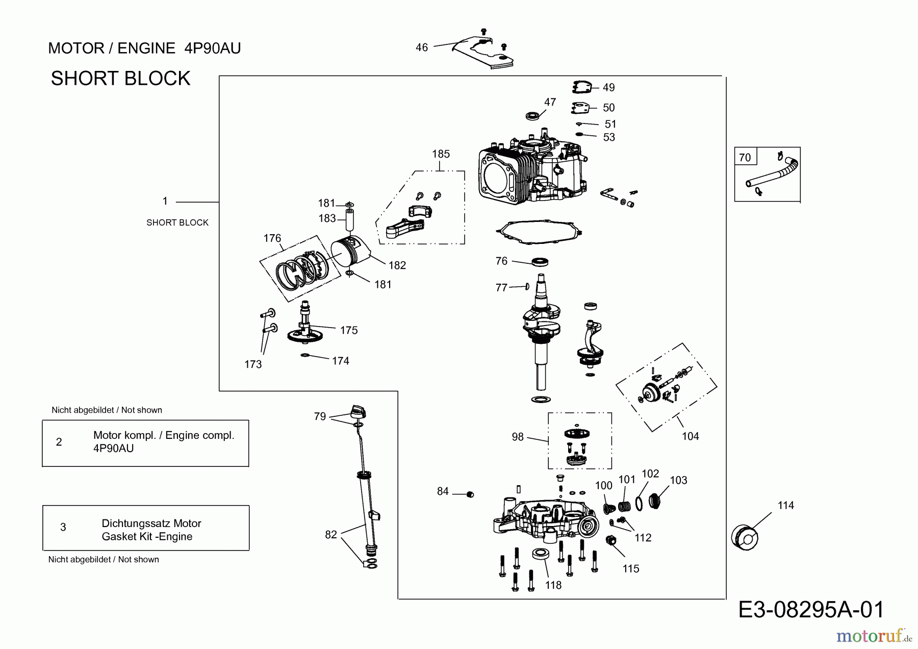 MTD-Motoren MTD vertikal 4 P 90 AU 752Z4P90AU (2013) Short Block