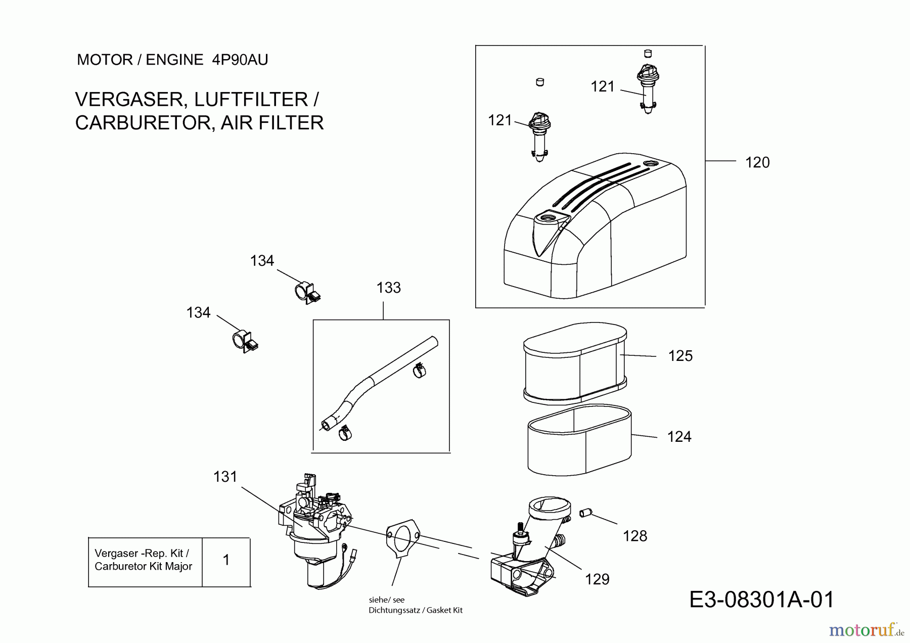 MTD-Motoren MTD vertikal 4 P 90 AU 752Z4P90AU (2013) Luftfilter, Vergaser