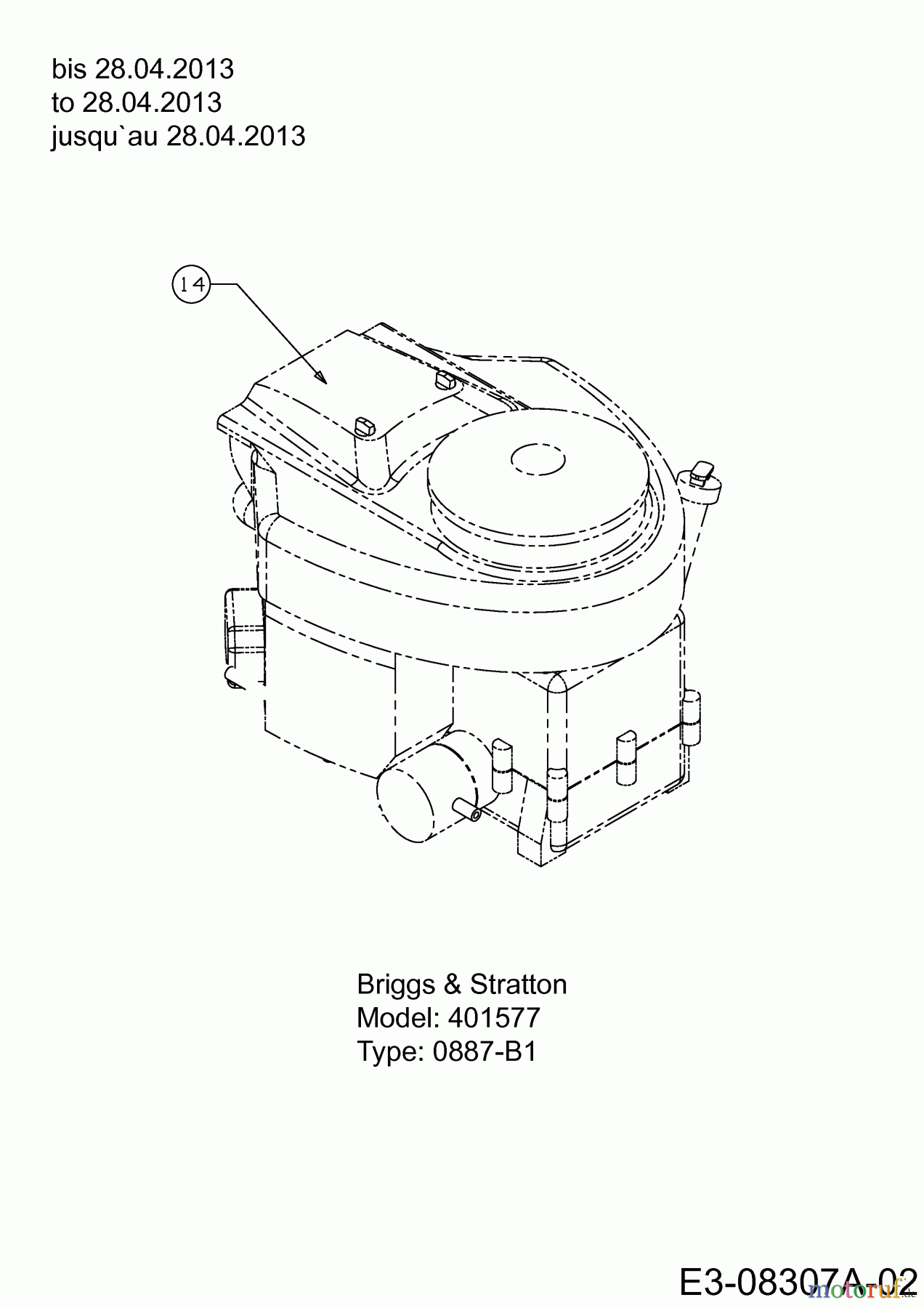 Rasor Rasentraktoren 16/92 H 13AT995E618 (2013) Motor Briggs & Stratton bis 28.04.2013
