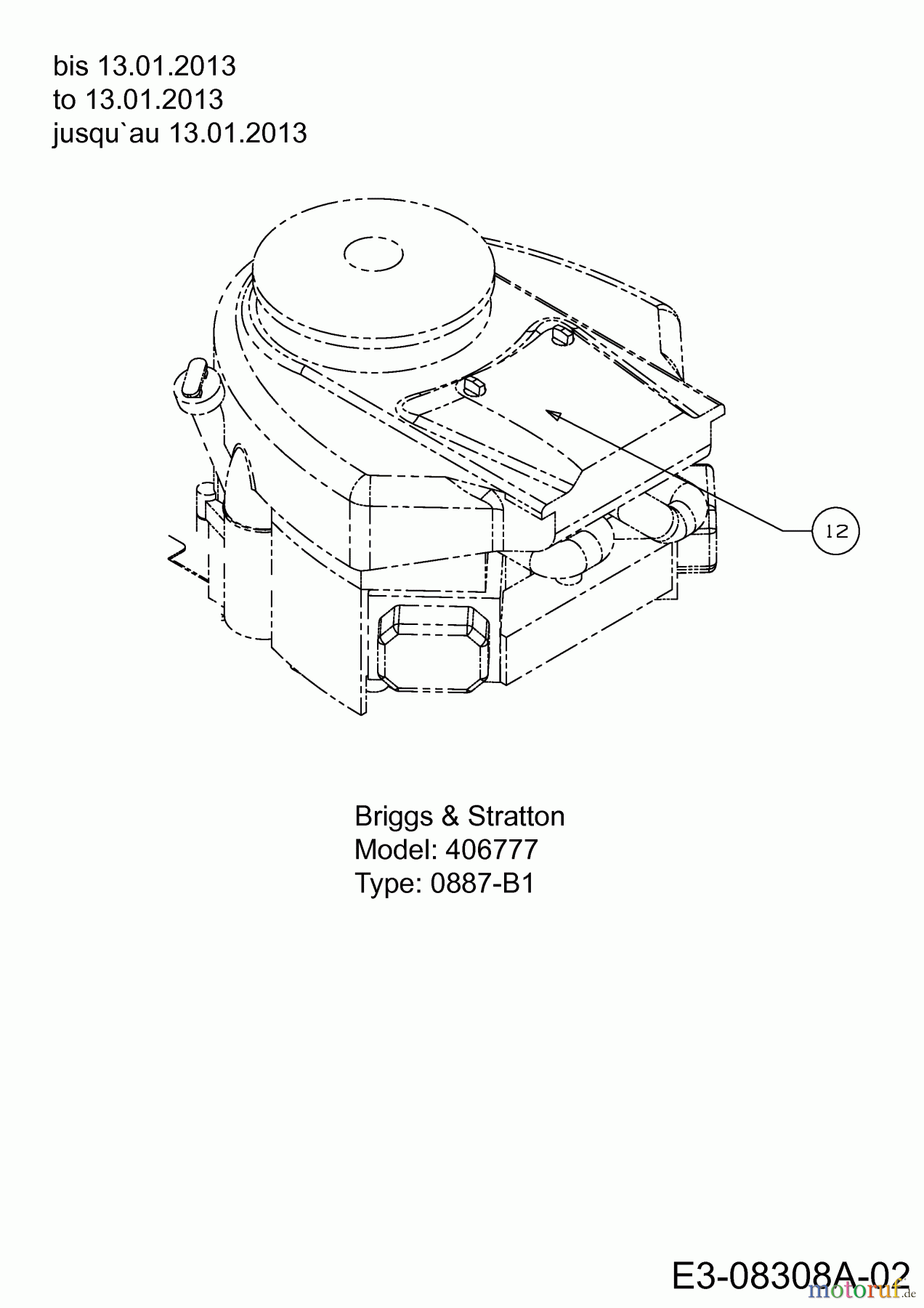 MTD Rasentraktoren Optima LN 200 H 13RT71KN678 (2013) Motor Briggs & Stratton bis 13.01.2013