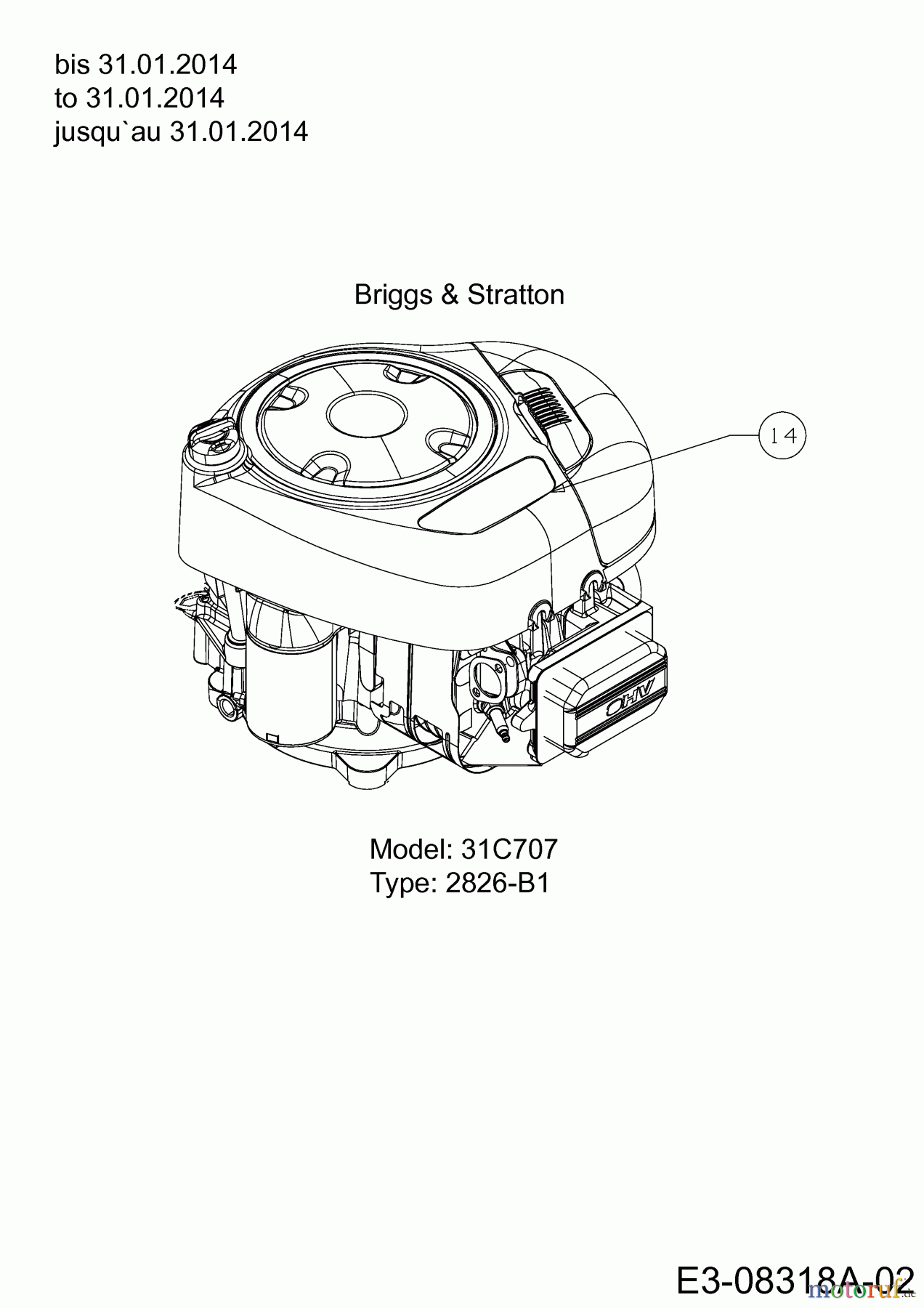 Kts Rasentraktoren Silvertrac 107 T/175 13HN76KG677 (2014) Motor Briggs & Stratton bis 31.01.2014