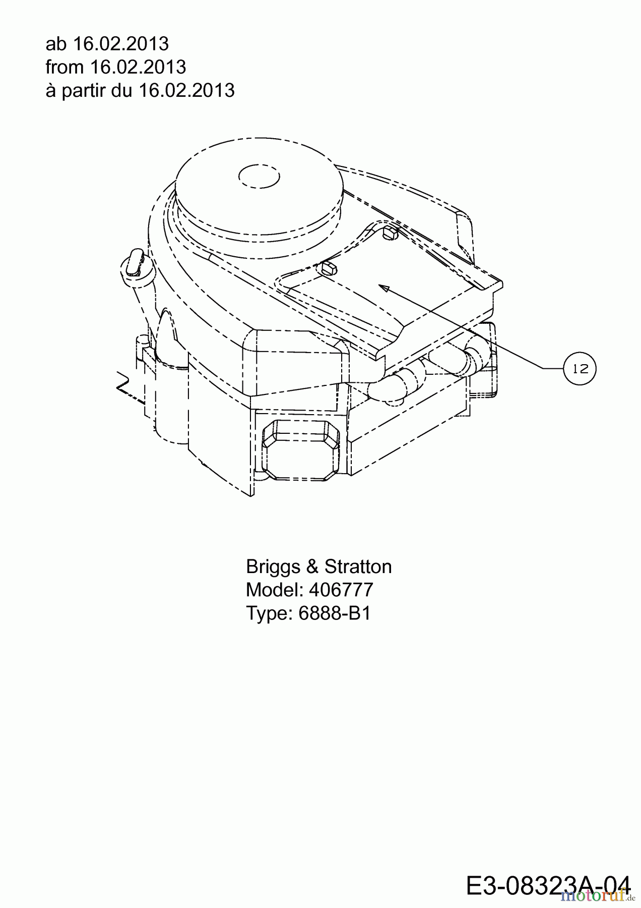 M Tech Rasentraktoren M 200/105 H 13AT715N605 (2013) Motor Briggs & Stratton ab 16.02.2013
