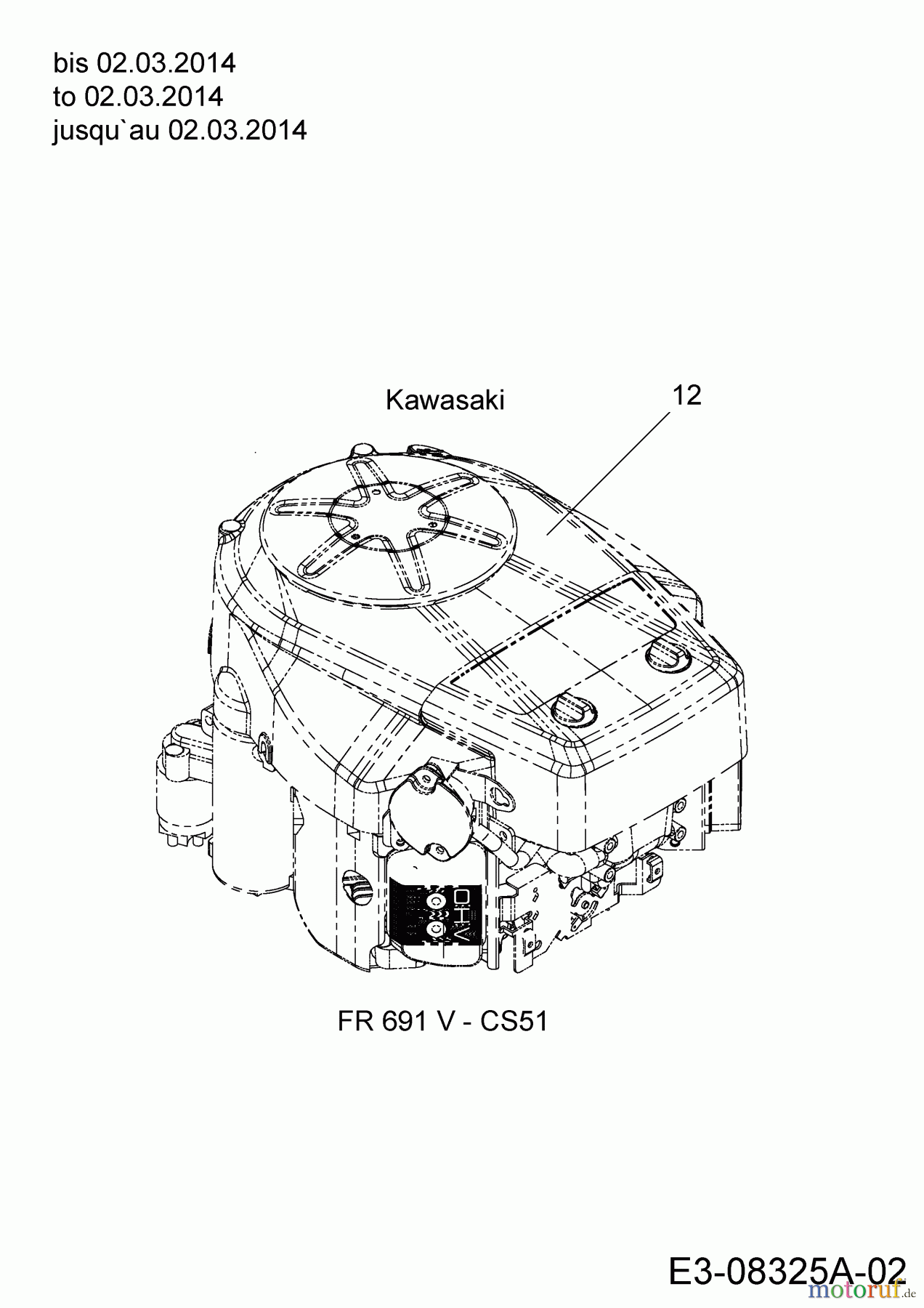 Massey Ferguson Rasentraktoren MF 41-22 RD 13HF91GN695 (2014) Motor Kawasaki bis 02.03.2014