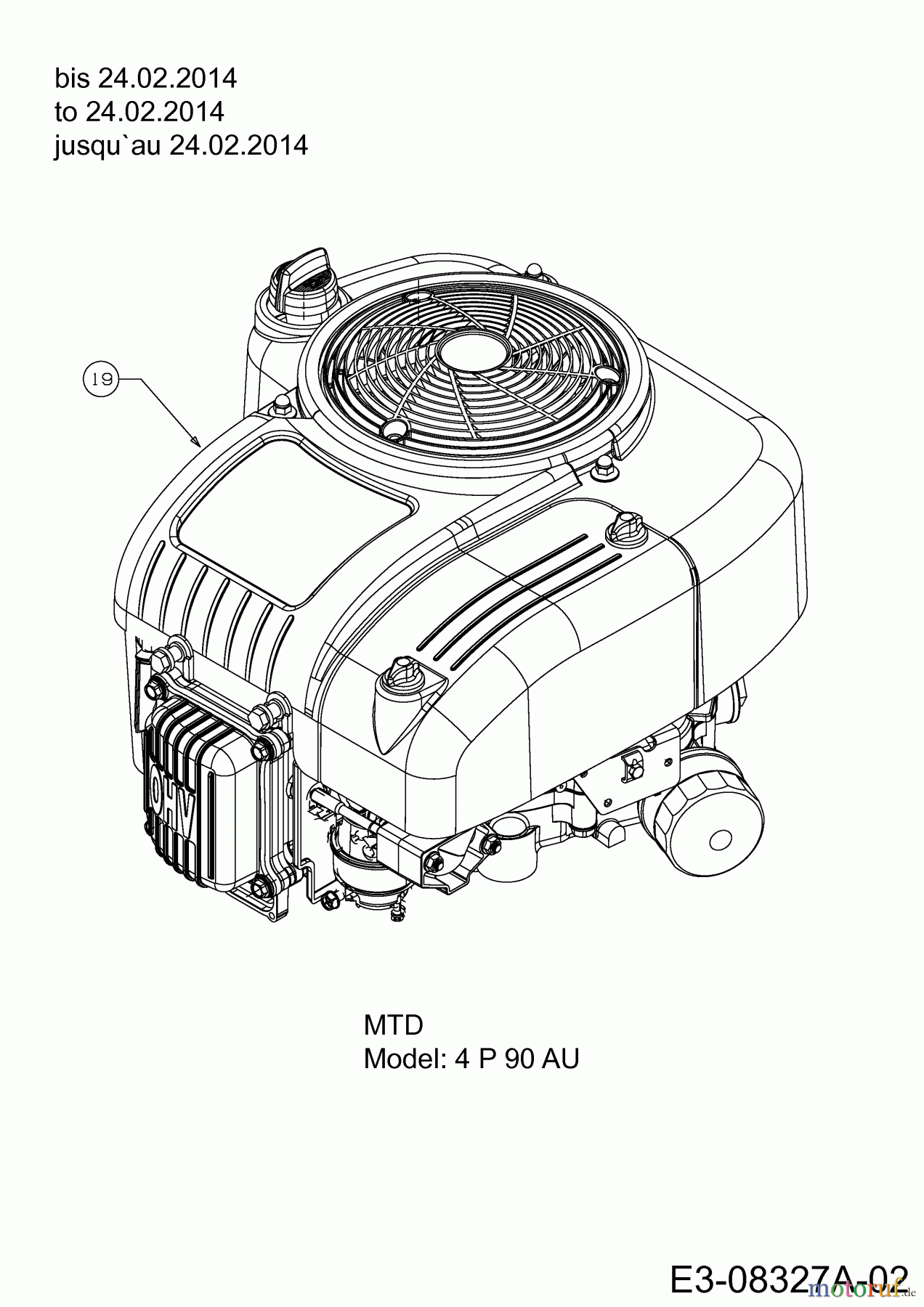  MTD Rasentraktoren DL 92 T 13H2765E676  (2014) Motor bis 24.02.2014