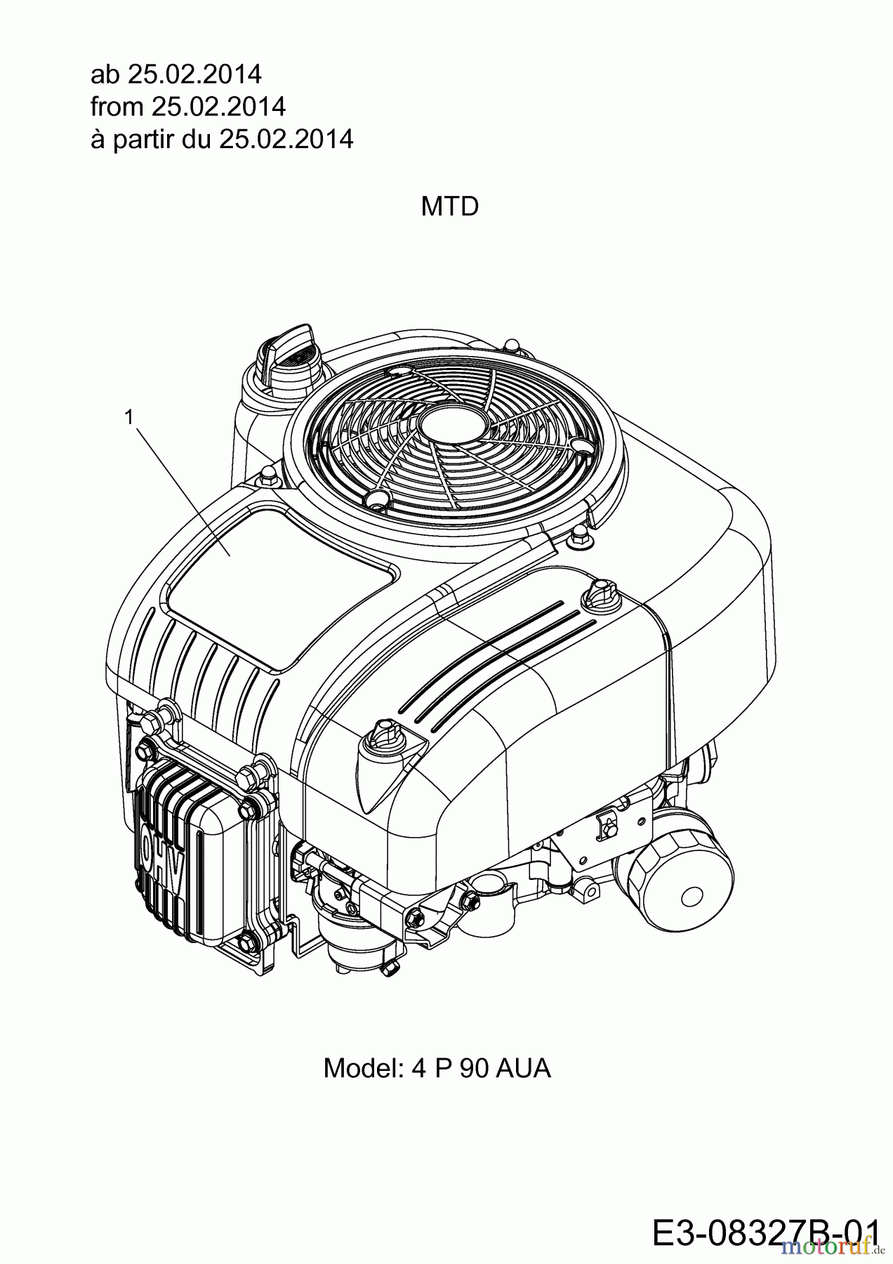 MTD Rasentraktoren DL 92 T 13H2765E676 (2014) Motor MTD ab 25.02.2014