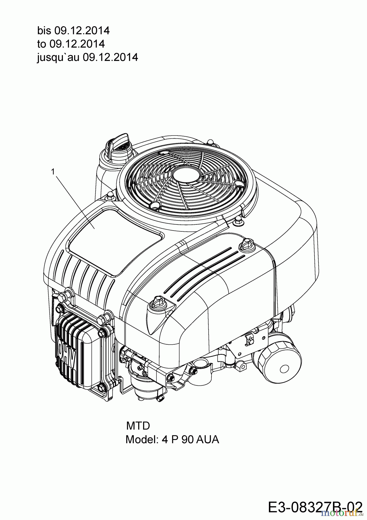 Cub Cadet Rasentraktoren CC 714 HF 13H279DF603 (2015) Motor MTD bis 09.12.2014