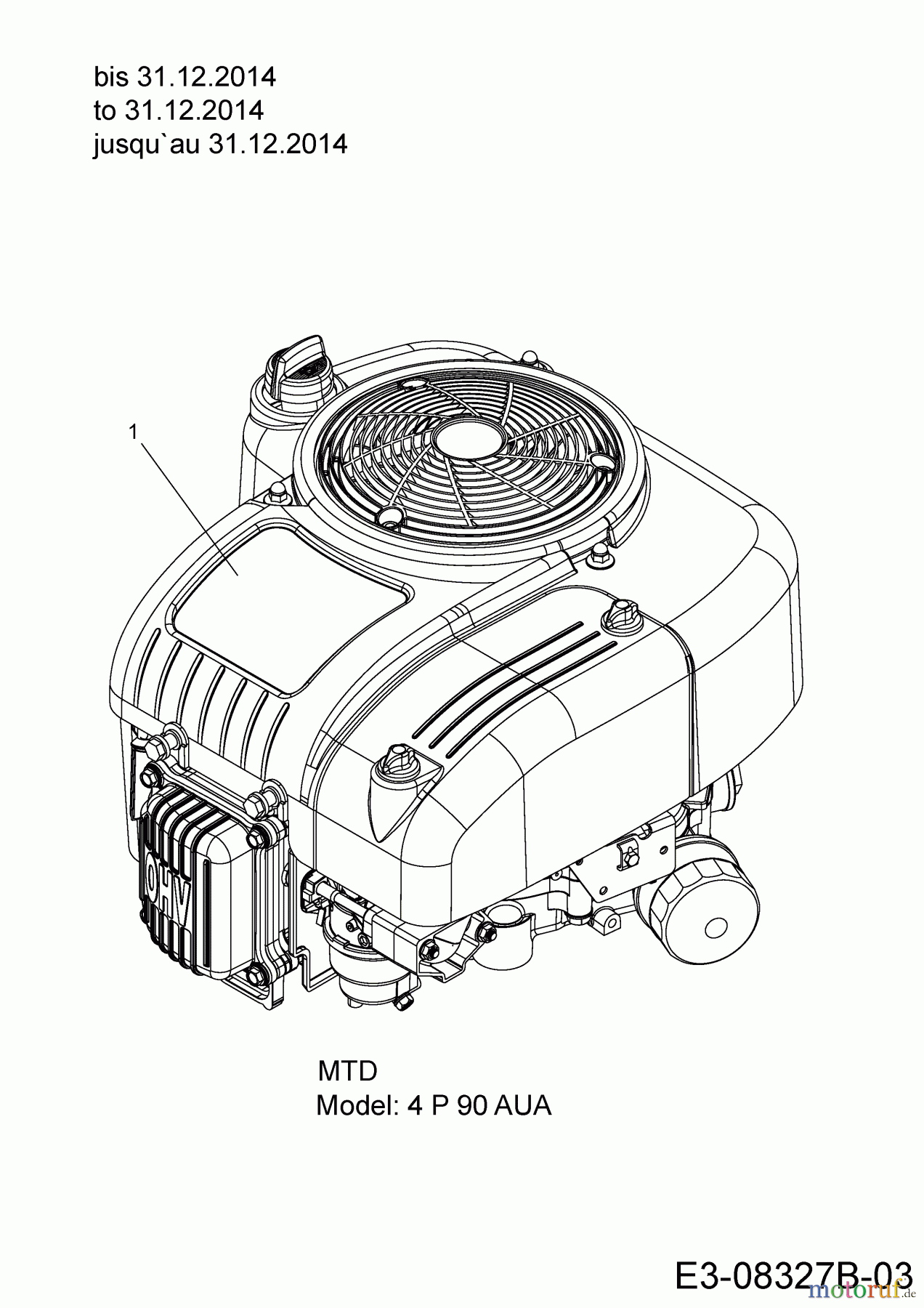 Guem Rasentraktoren GE 140 13H2765E607 (2015) Motor MTD bis 31.12.2014