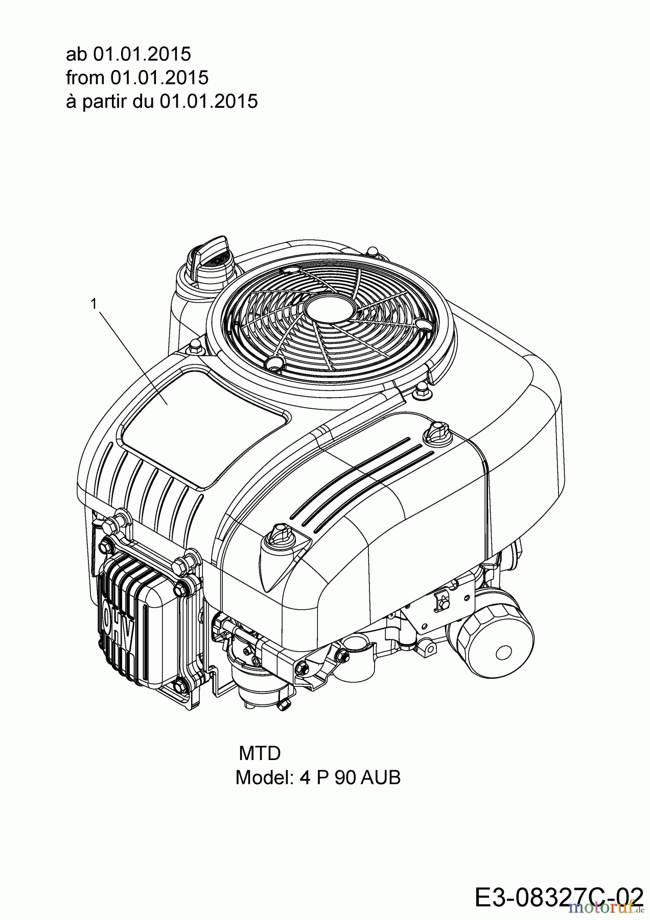  Guem Rasentraktoren GE 140 13H2765E607  (2015) Motor MTD ab 01.01.2015