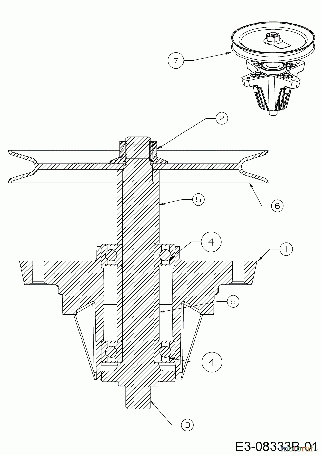 MTD Rasentraktoren 22/46 13AT77KT308 (2014) Messerspindel 618-04865A