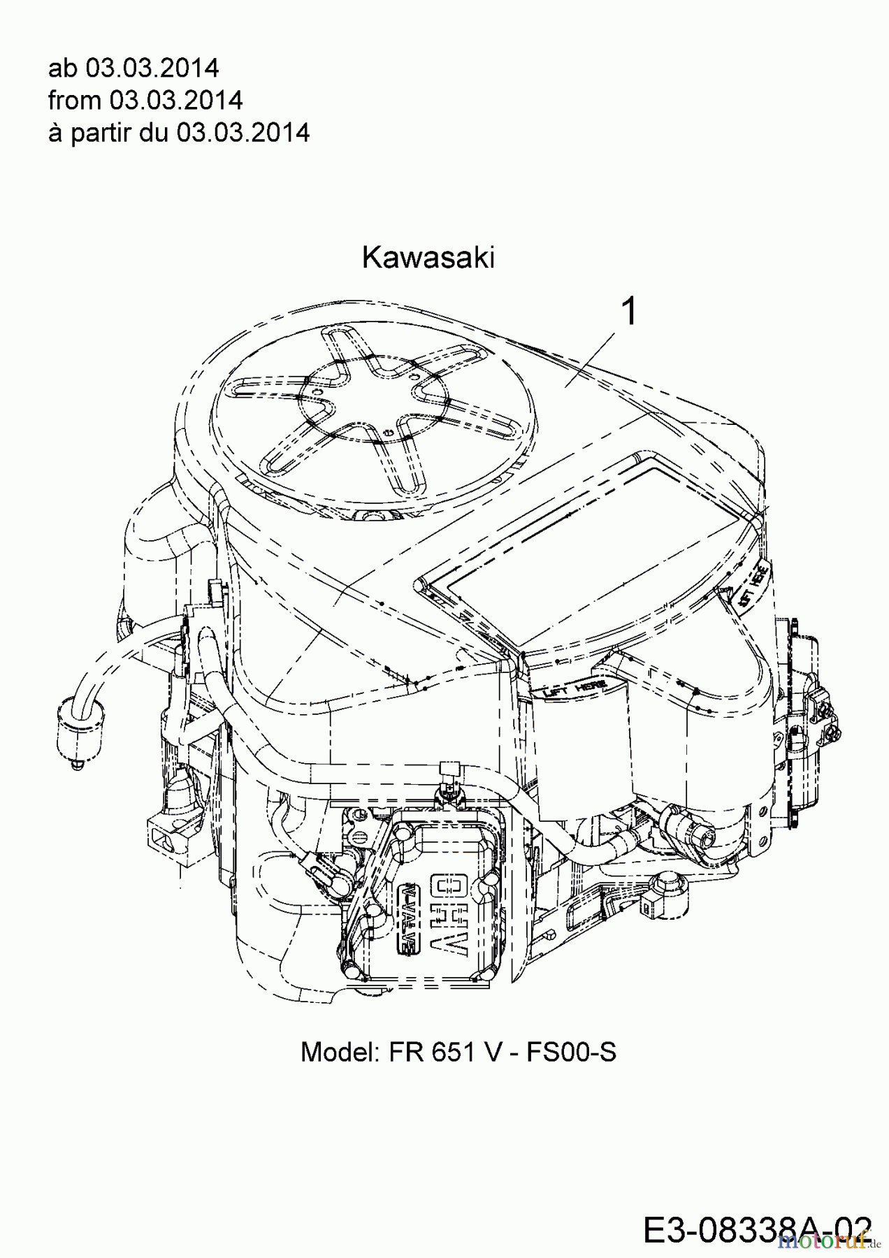 Massey Ferguson Rasentraktoren MF 41-22 RD 13HF91GN695 (2014) Motor Kawasaki ab 03.03.2014
