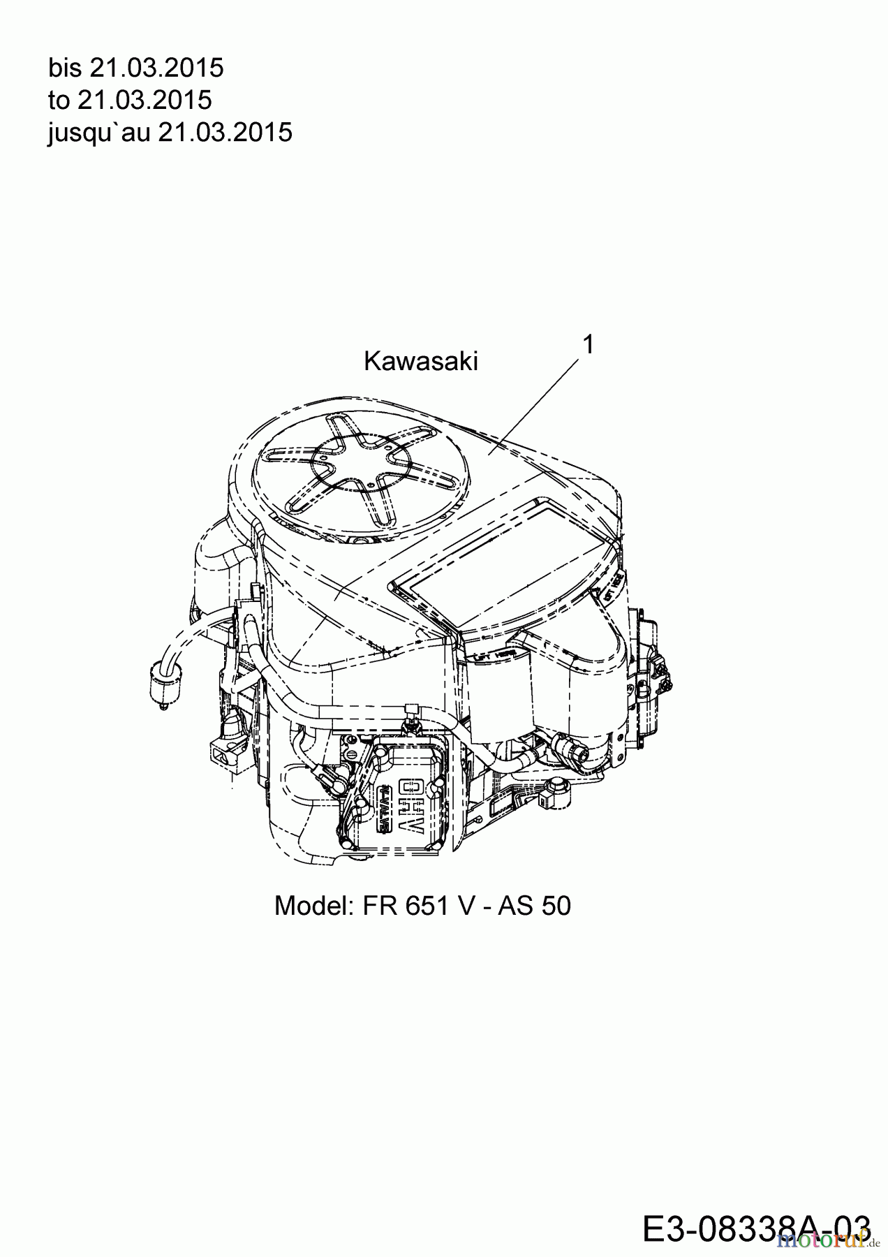 WOLF-Garten Expert Rasentraktoren Expert 105.220 H 13HF91WN650 (2015) Motor Kawasaki bis 21.03.2015