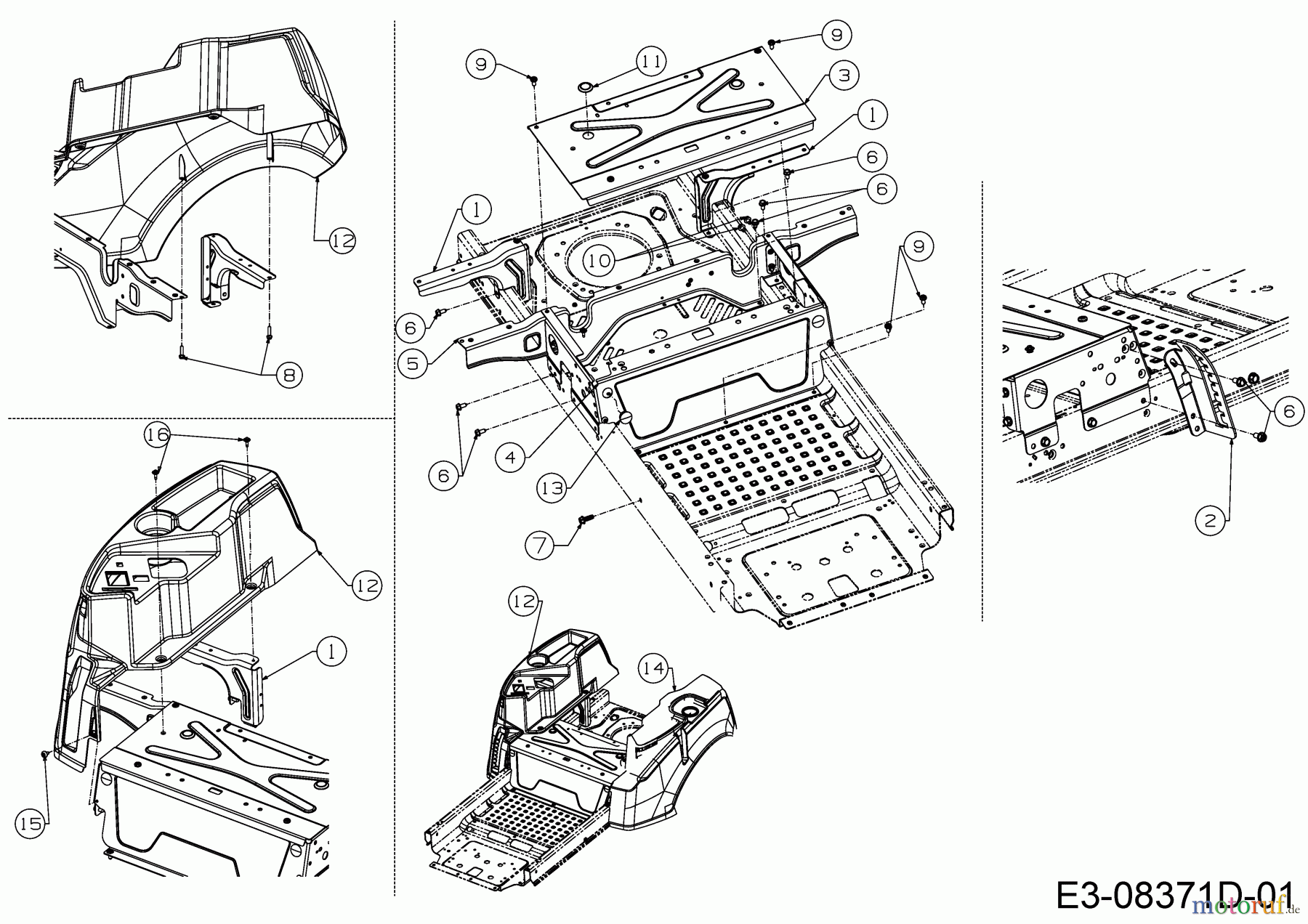  Cub Cadet Zero Turn RZT S 42 17BICBDS603  (2016) Sitzplatte, Trägerplatte Tank, Tankverkleidung