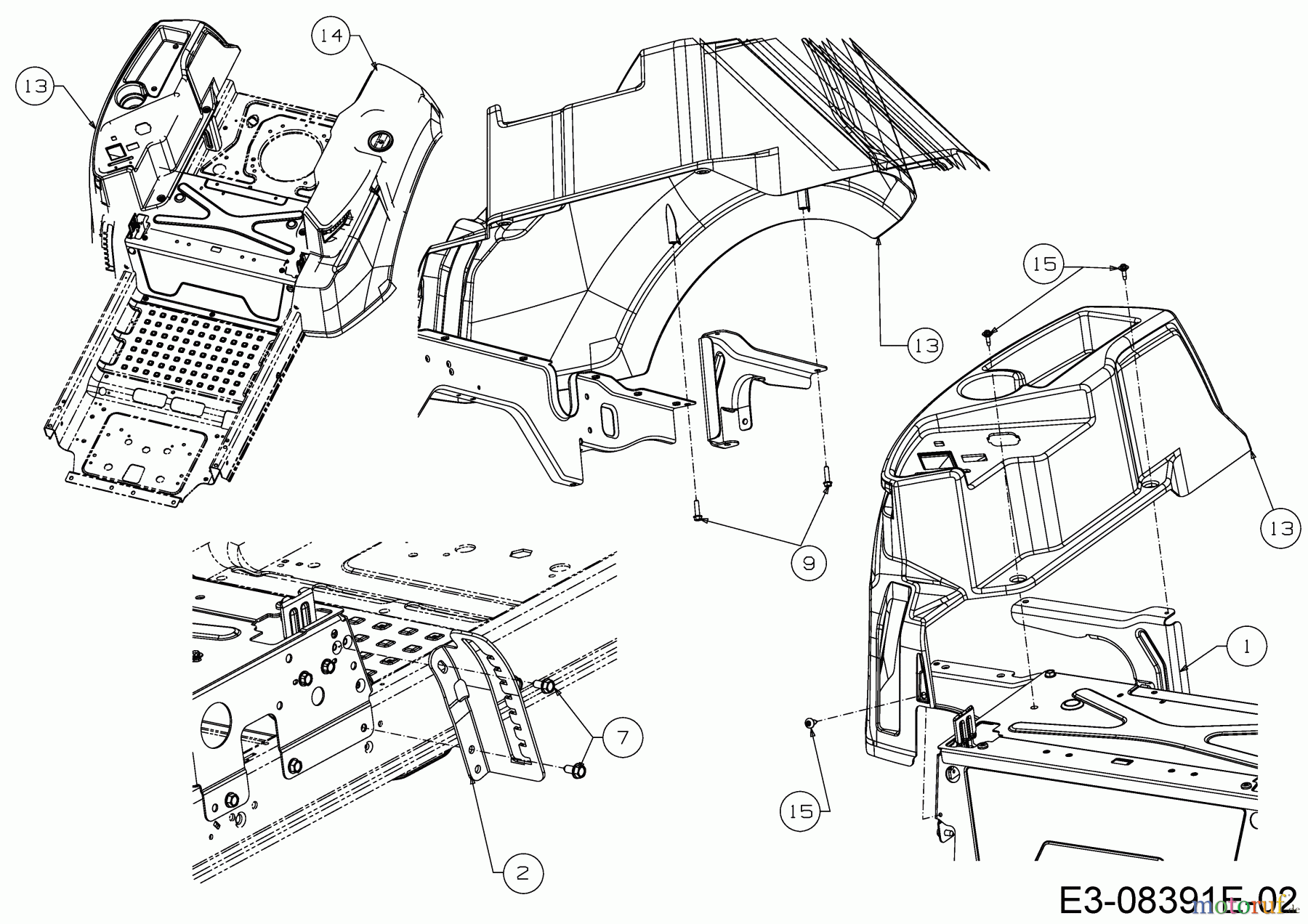  Massey Ferguson Zero Turn MF 50-22 ZT 17ARCACQ695  (2018) Trägerplatte Tank, Tankverkleidung