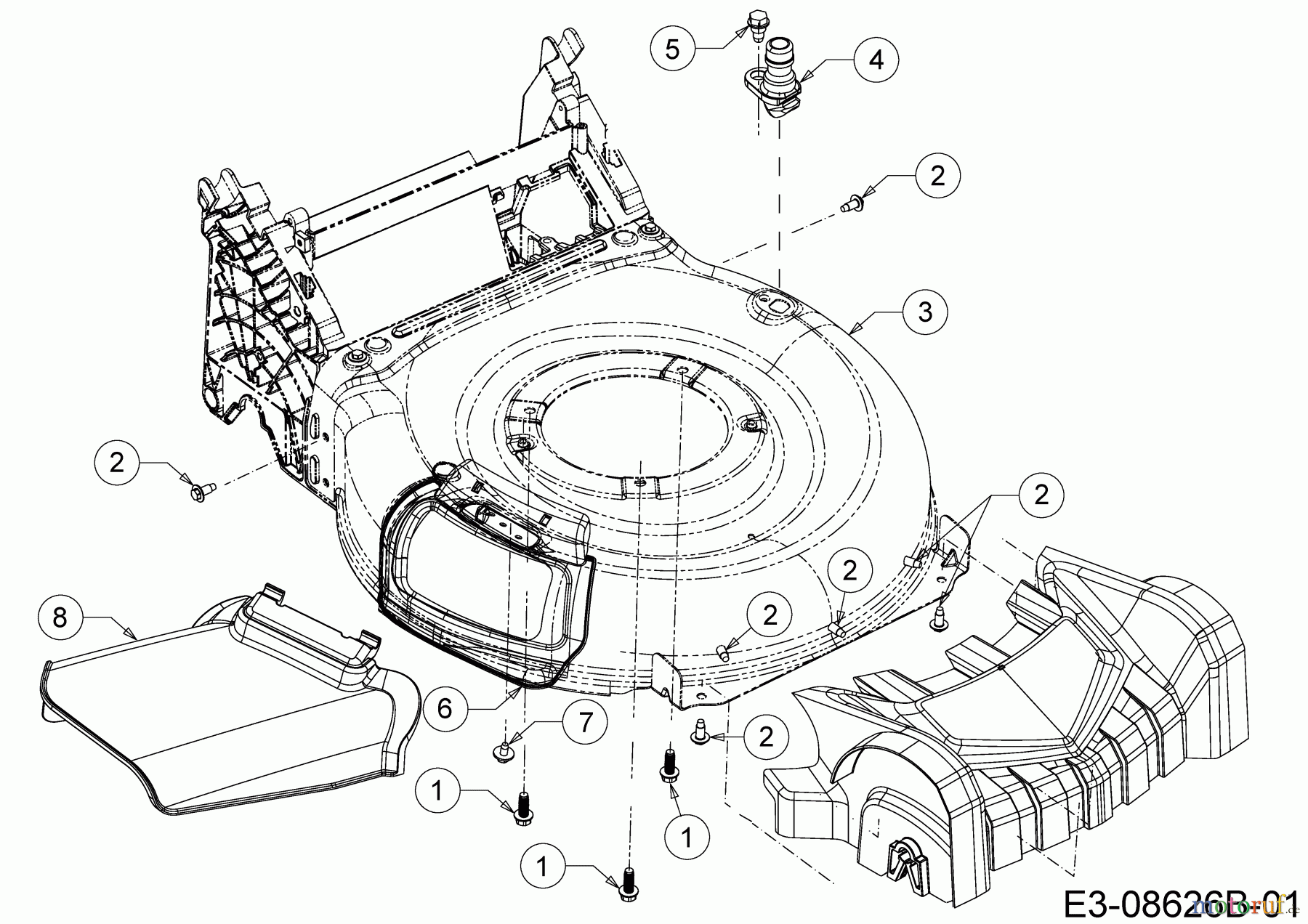  Cub Cadet Motormäher mit Antrieb LM3 CRC46S 12ABTVSC603  (2017) Deflektor, Mähwerksgehäuse, Mulchklappe