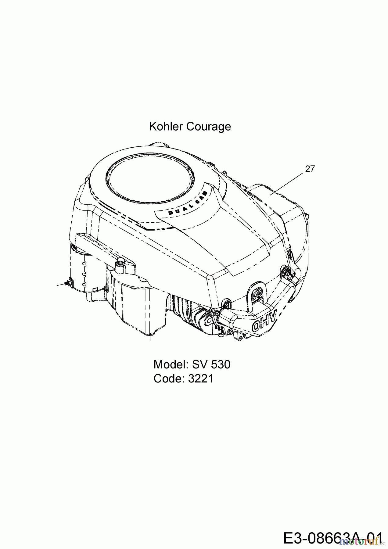 MTD Rasentraktoren 17/42 13AV765S306 (2015) Motor Kohler