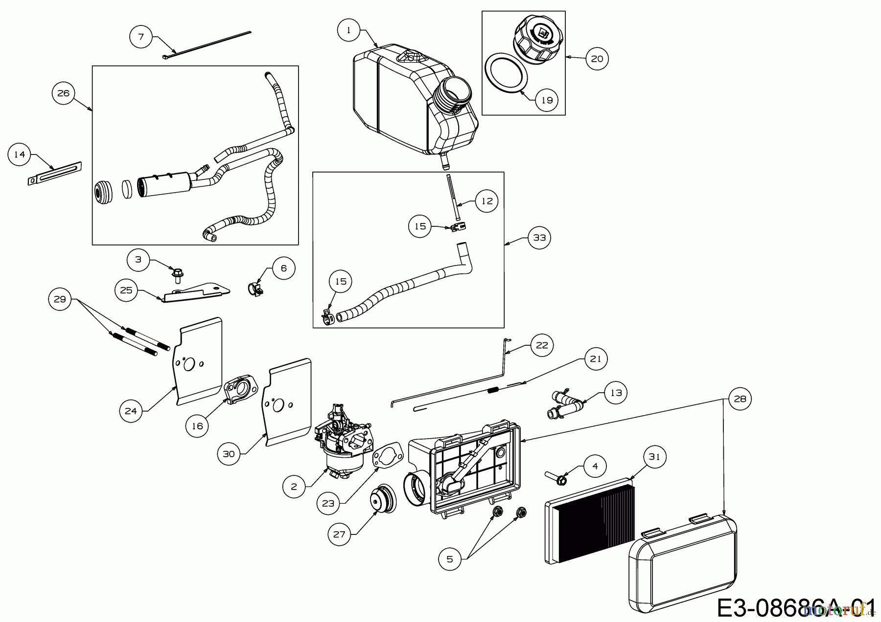  MTD-Motoren MTD vertikal 1 X 65 RH 752Z1X65RH (2016) Luftfilter, Vergaser