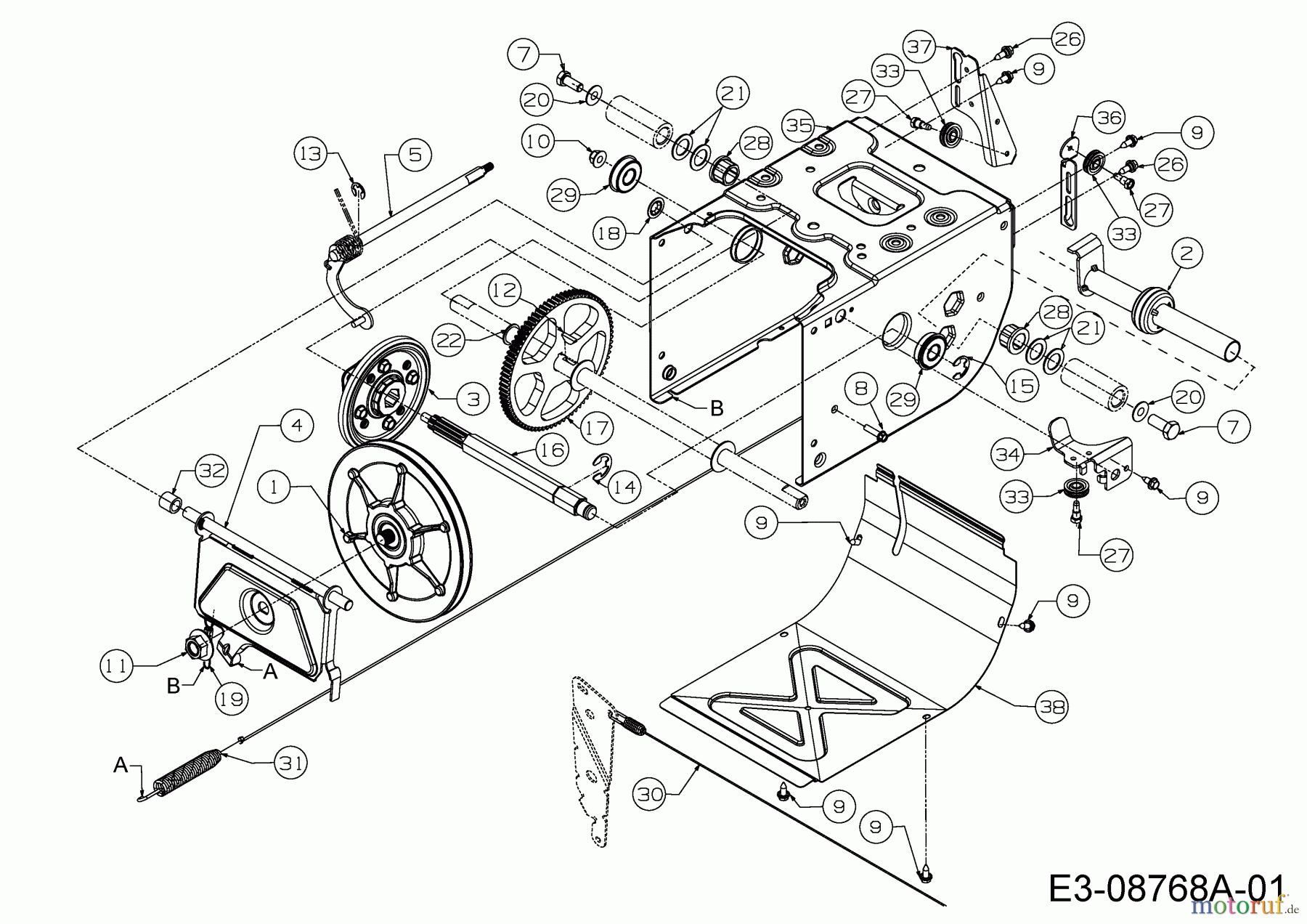 MTD Kehrmaschine Optima PS 700 24A-812C678 (2015) Bowdenzüge, Rahmen, Reibrad