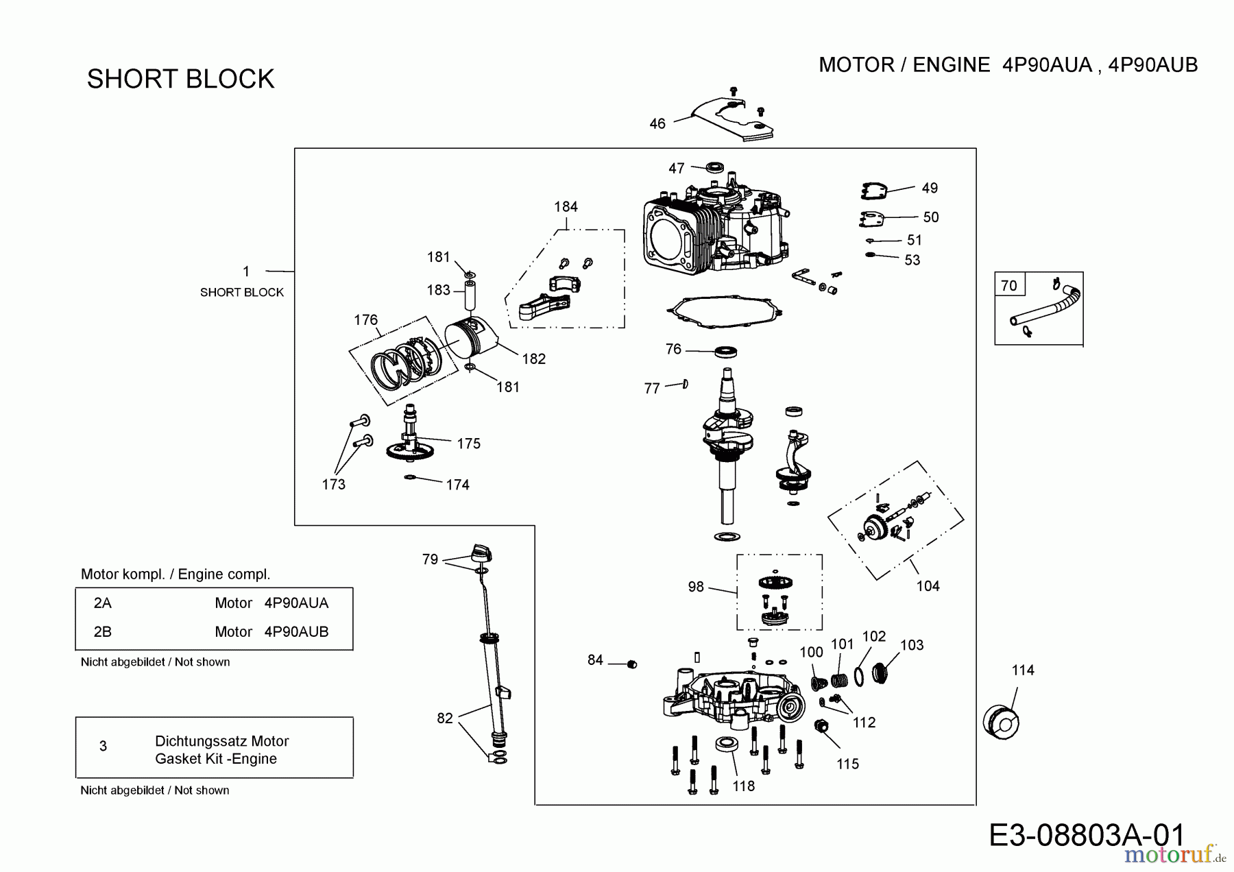 MTD-Motoren MTD vertikal 4 P 90 AUA 752Z4P90AUA (2014) Short Block