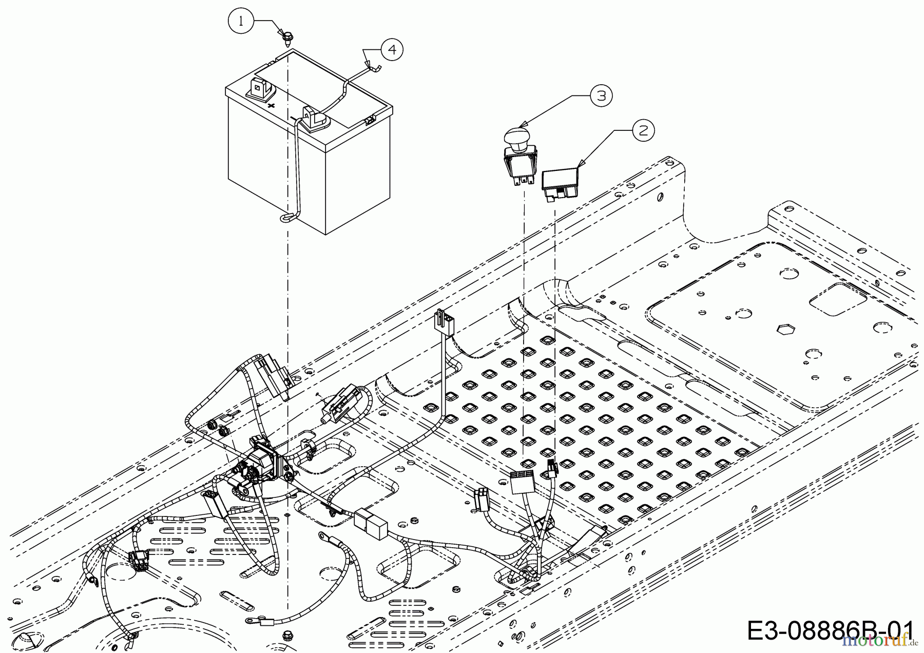 Cub Cadet Zero Turn RZT S 42 17BICBDS603 (2016) Batteriehalter, Betriebsstundenzähler, Einschaltung Elektromagnetkupplung