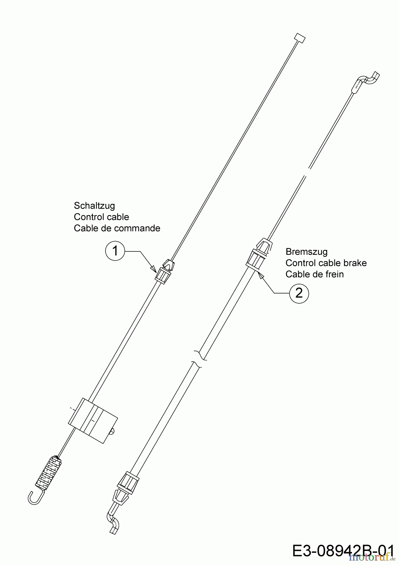 Cub Cadet Motormäher mit Antrieb LM1 DF53 12A-A02P603 (2018) Bremszug, Schaltzug